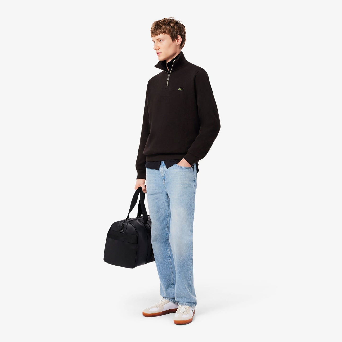 Lacoste Erkek Classic Fit Yarım Fermuarlı Kahverengi Sweatshirt