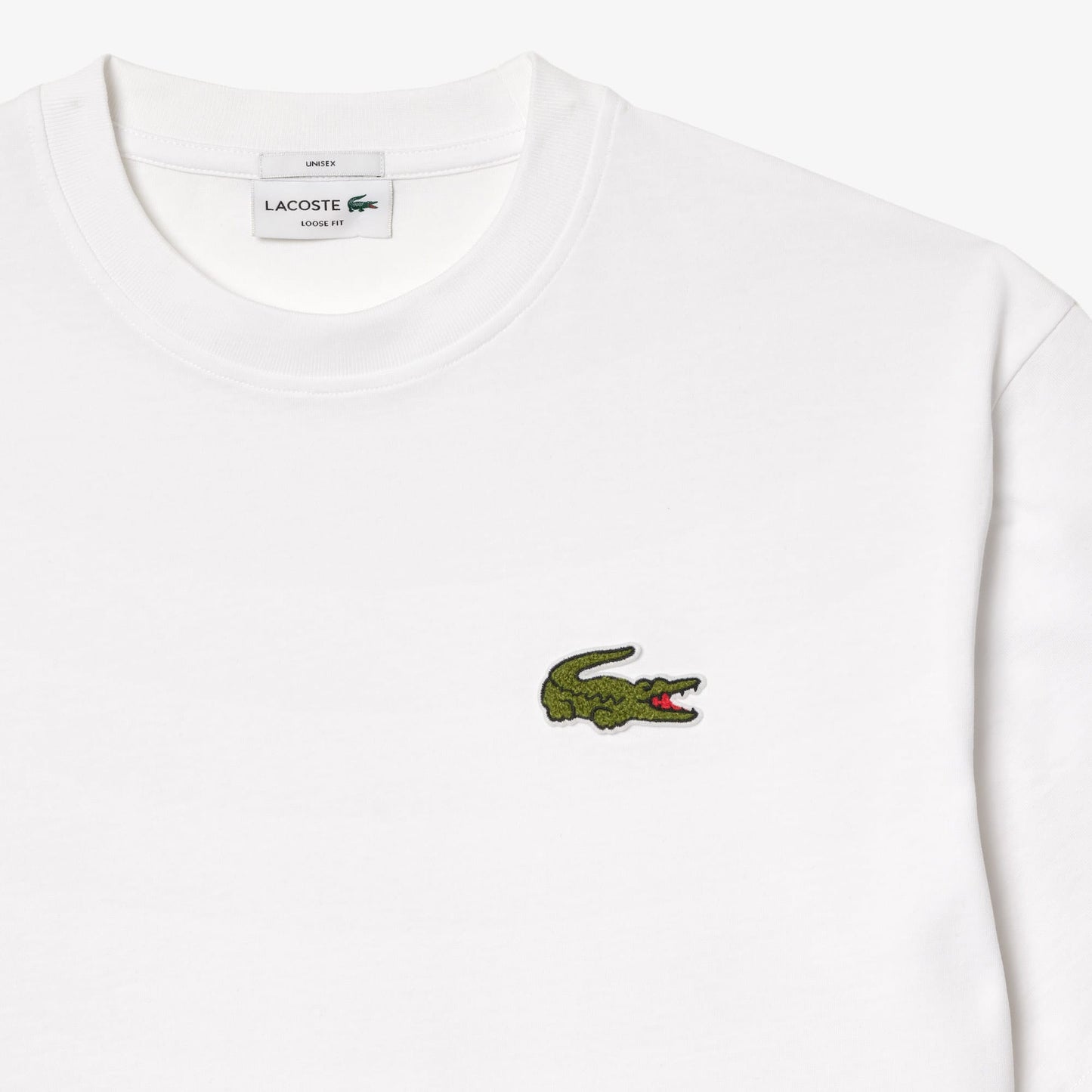 Lacoste Loose Fit Bisiklet Yaka Organik Pamuk Erkek Beyaz T-shirt