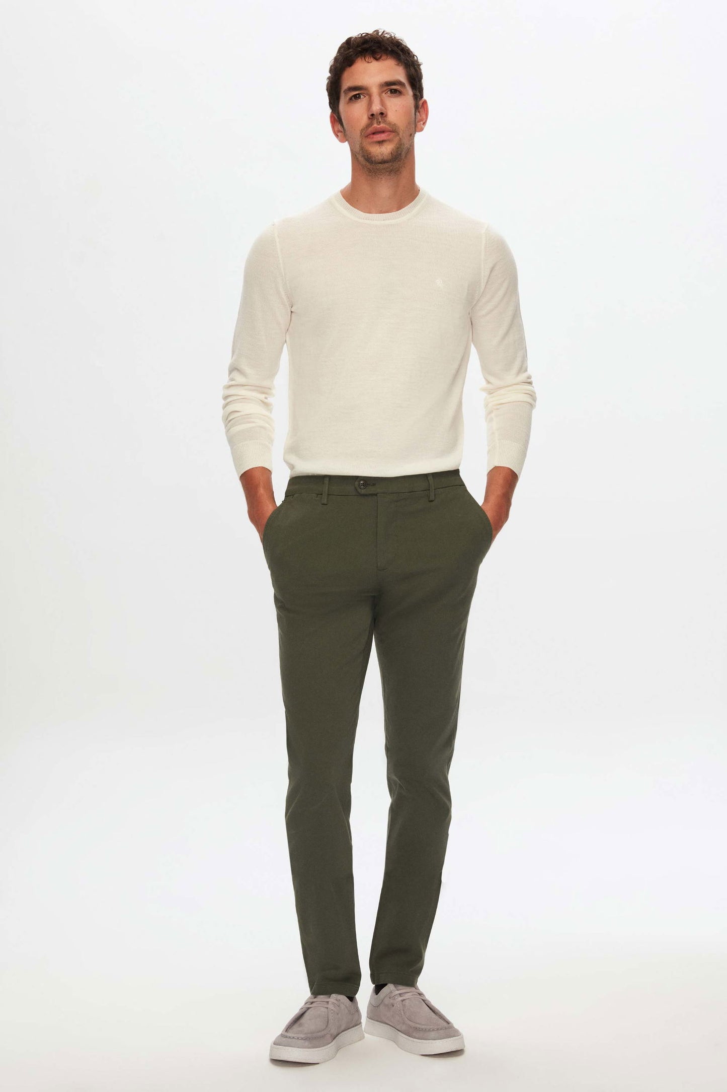 Damat Slim Fit Haki Bi Strech Pamuklu Beli Içten Lastikli Chino Pantolon