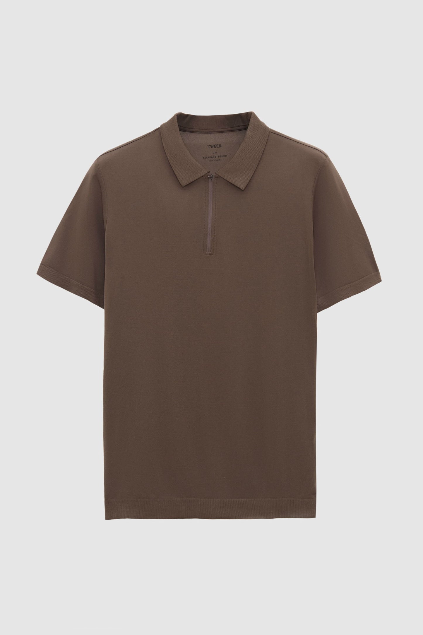 Tween Slim Fit Vizon Yarım Fermuarlı Polo Yaka Yazlık T-shirt