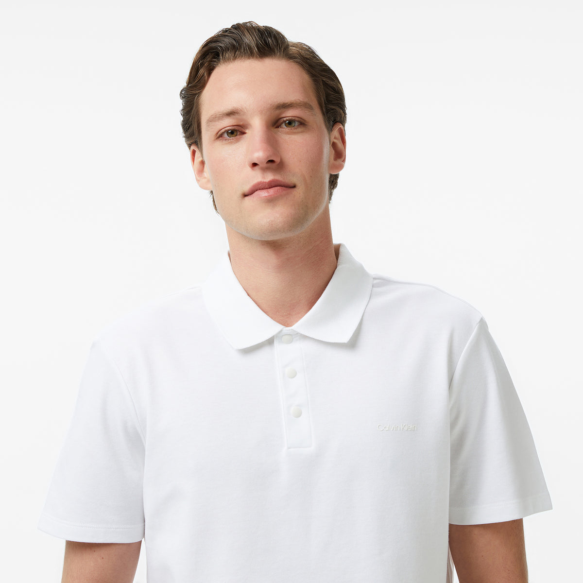 Calvin Klein Tech Interlock Erkek Beyaz Polo
