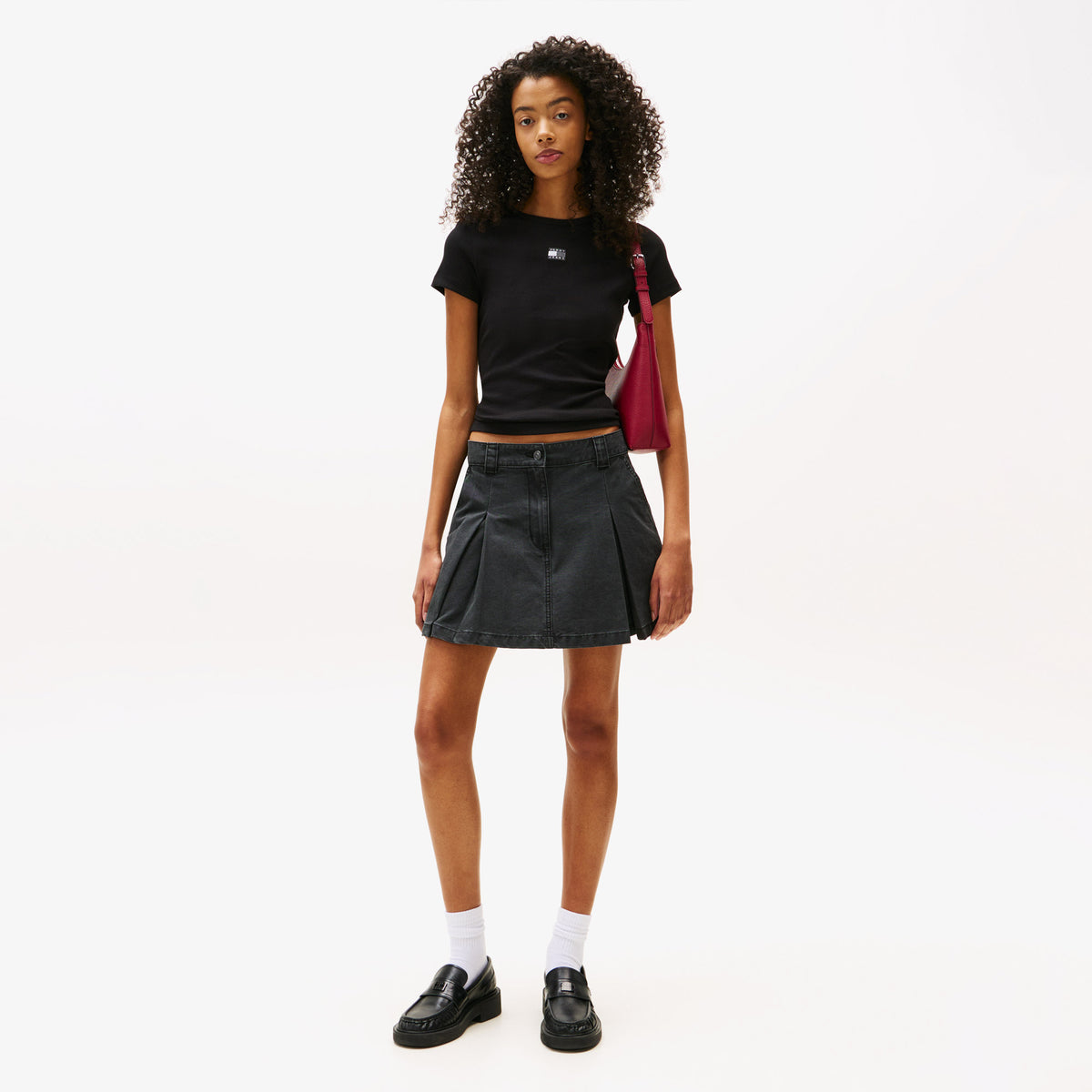 Tommy Hilfiger Badge Kadın Siyah T-shirt