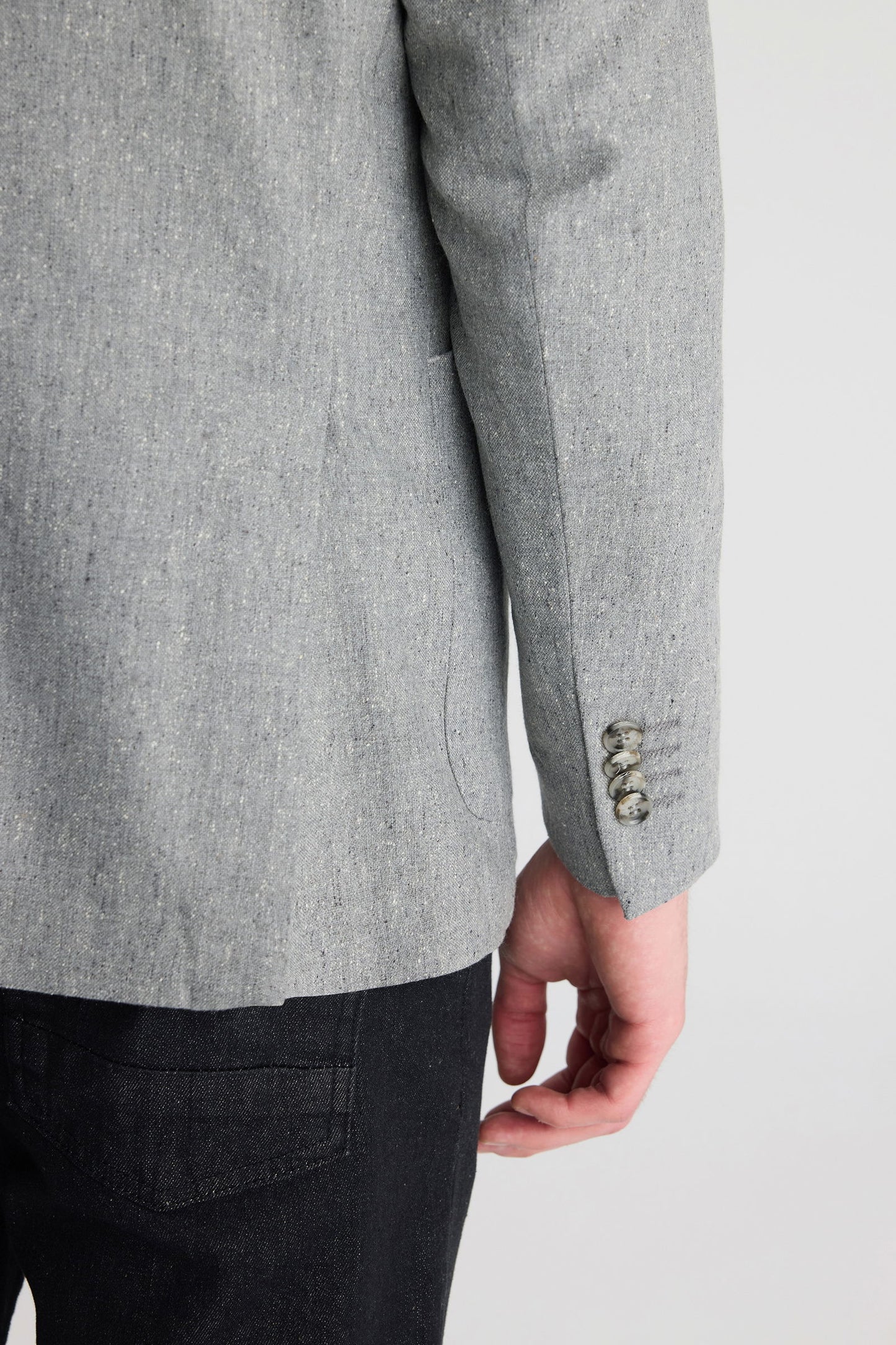 Twn Slim Fit Gri Armürlü Kumaş Ceket