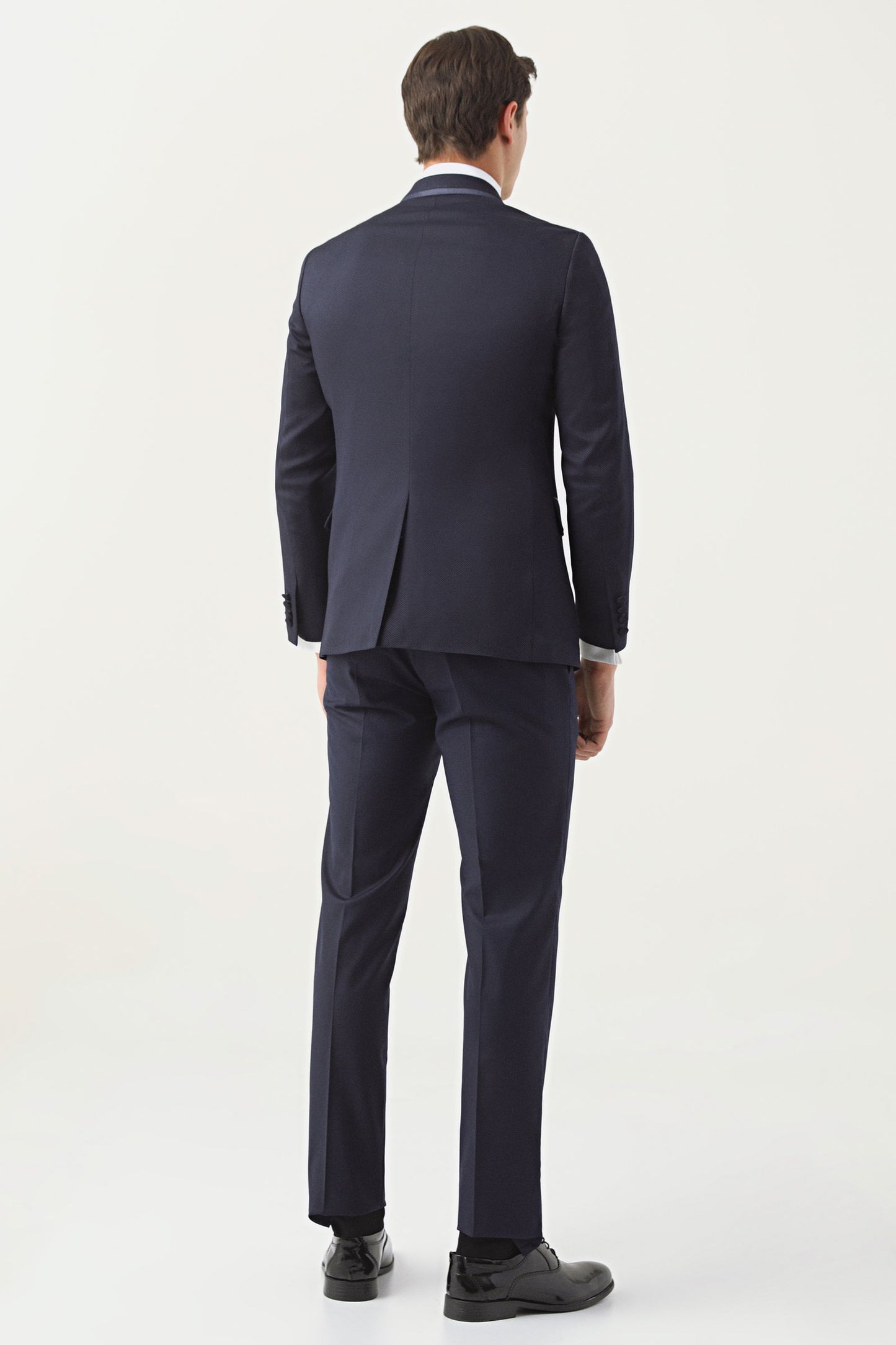Ds Damat Slim Fit Lacivert Armürlü Damatlık & Smokin Takim Elbise