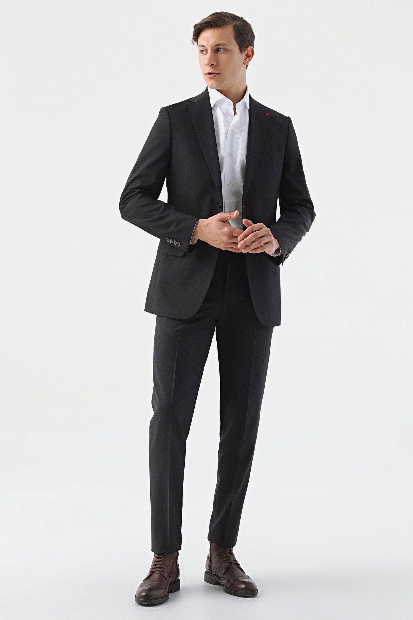 Ds Damat Slim Fit Siyah Düz Travel Takim Elbise