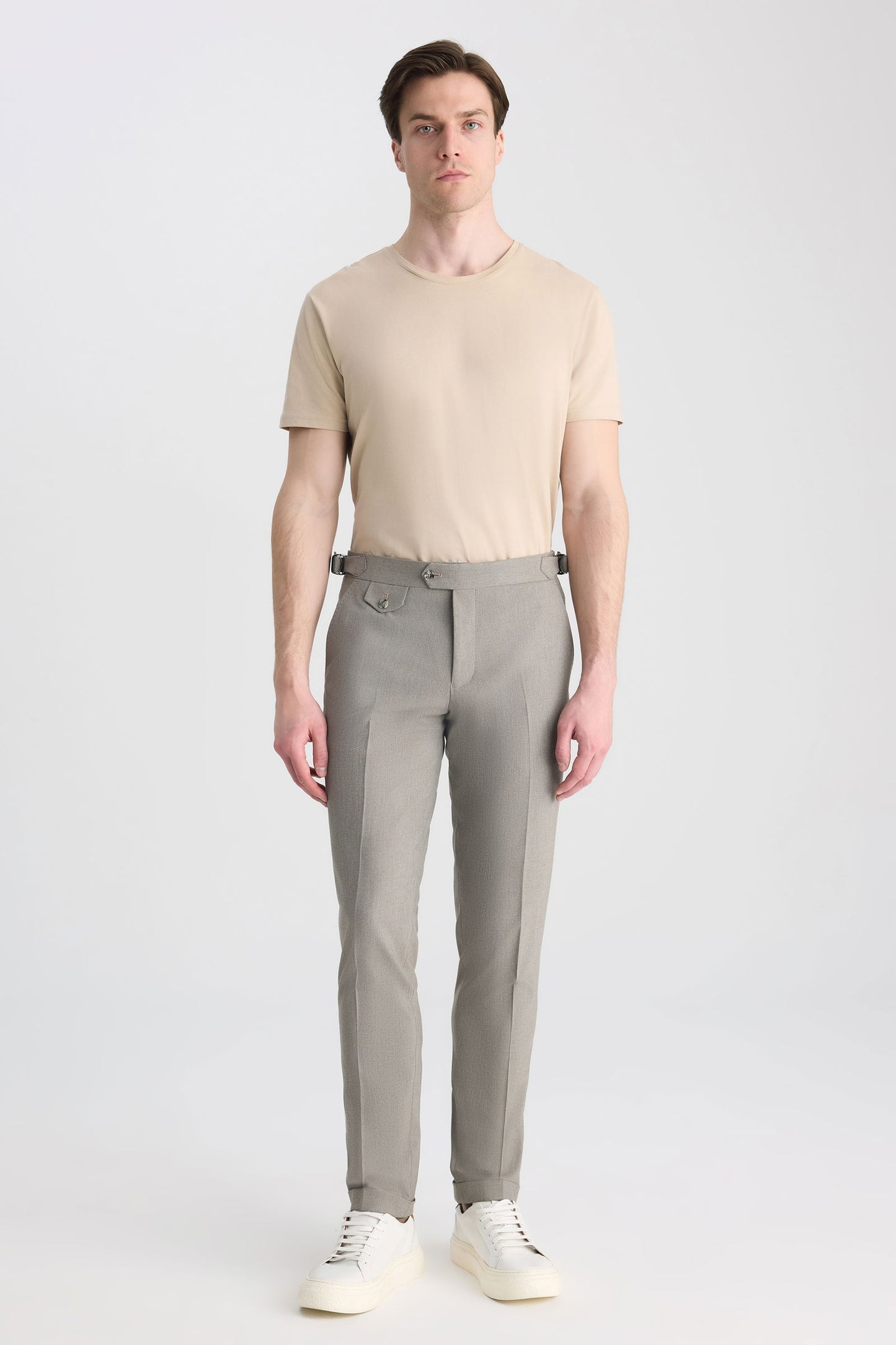 Ds Damat Slim Fit Vizon Armürlü Kumaş Pantolon
