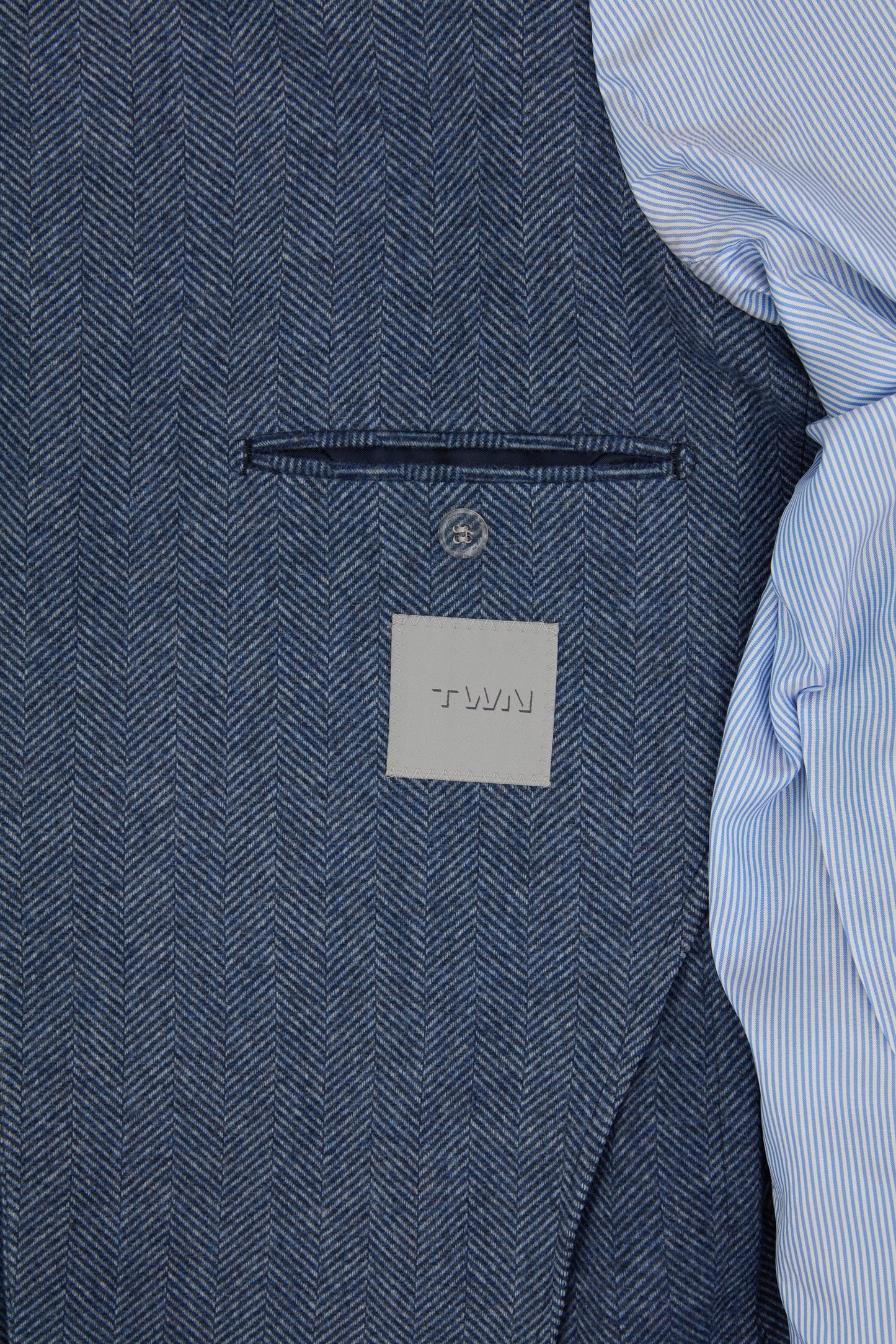 Twn Slim Fit Indigo Armürlü Kumaş Ceket