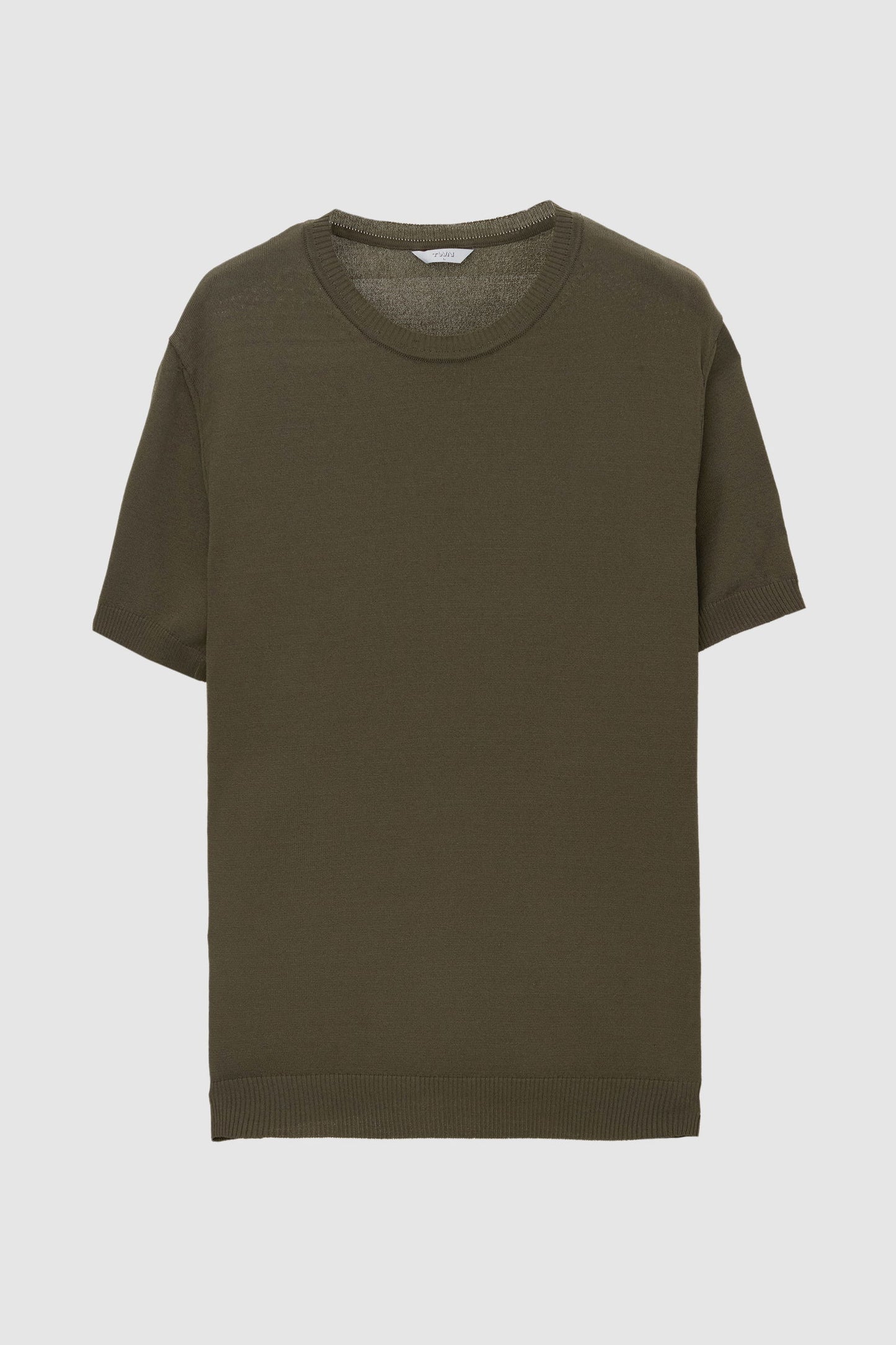 Twn Slim Fit Haki Düz Örgü T-shirt