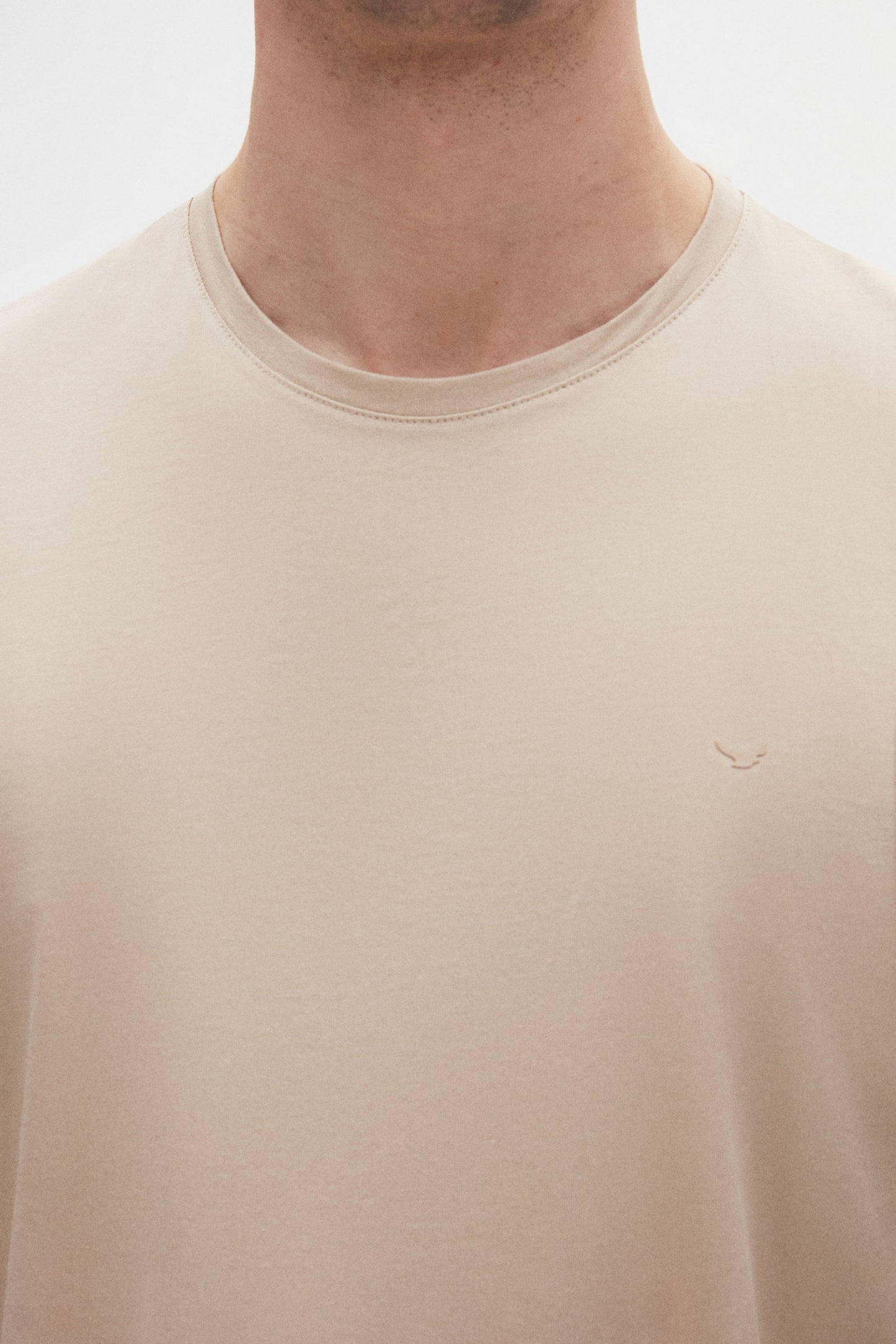 Ds Damat Regular Fit Bej Düz %100 Pamuk Logo Baskılı T-shirt