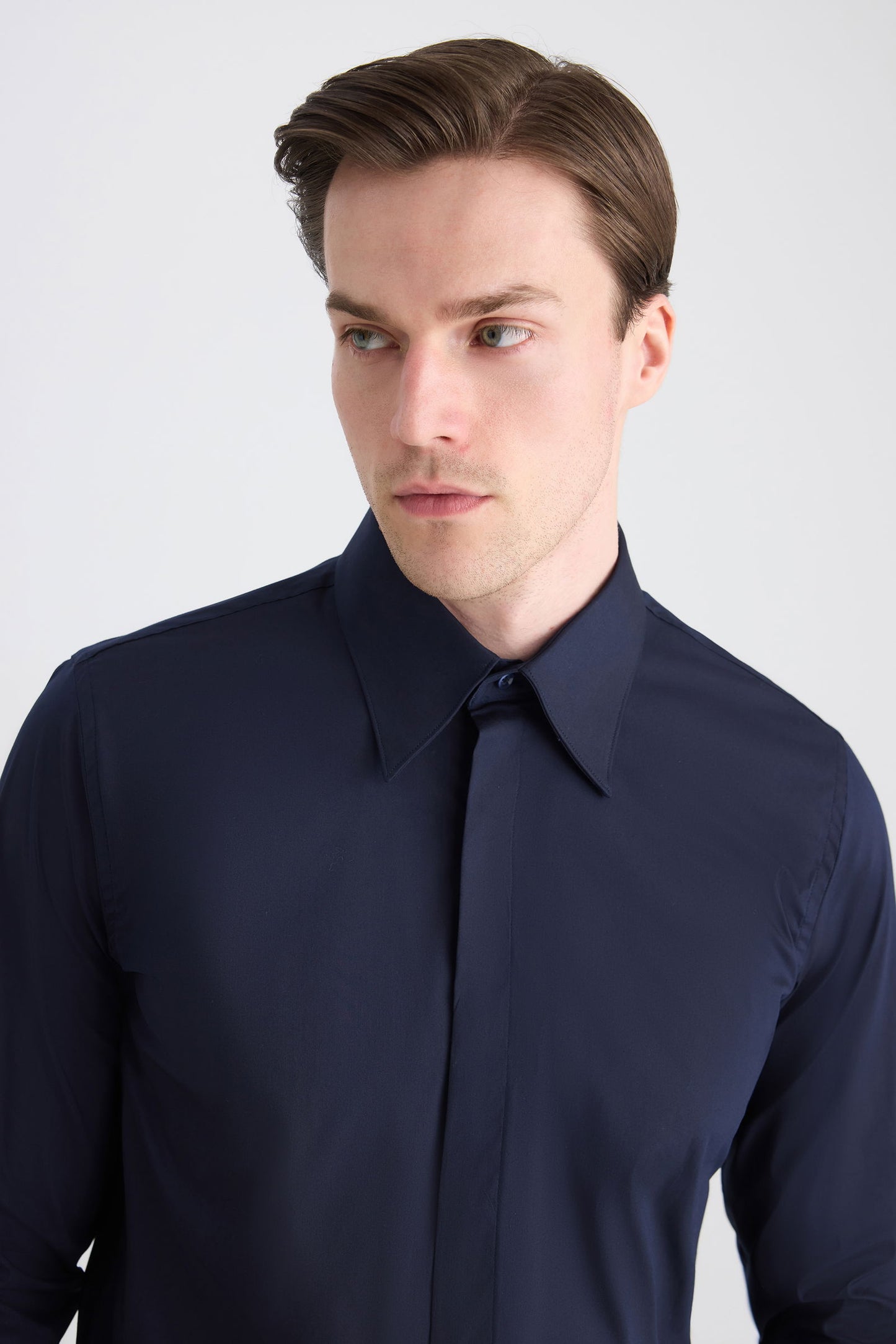 Twn Slim Fit Lacivert Düz Gömlek