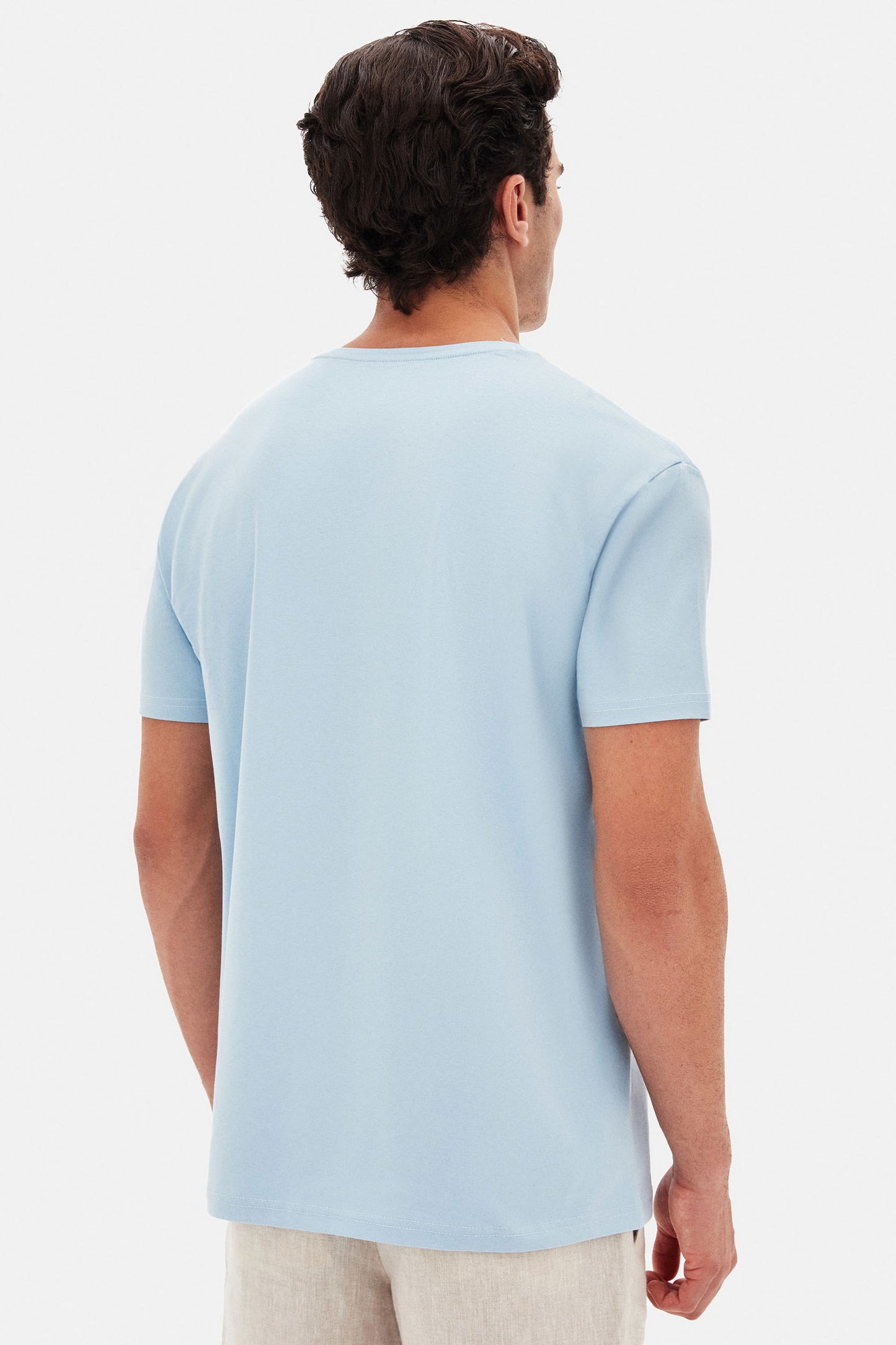 Twn Slim Fit Açık Mavi Düz Kabartma Baskılı T-shirt