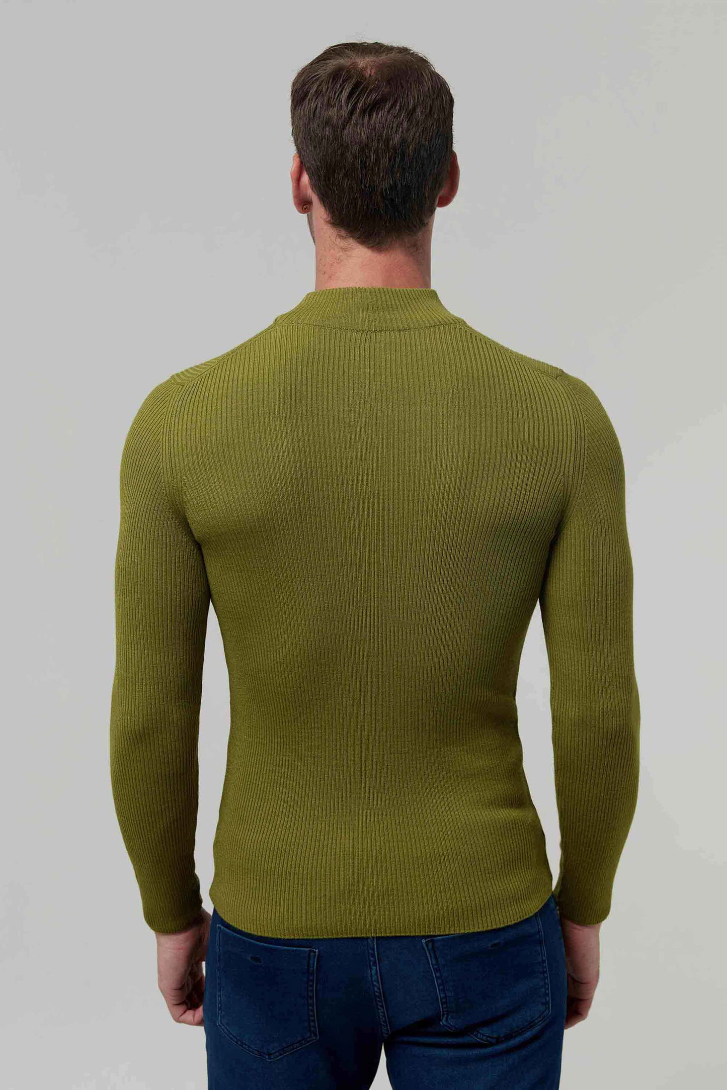 Twn Slim Fit Yeşil Rib Örgü Kazak