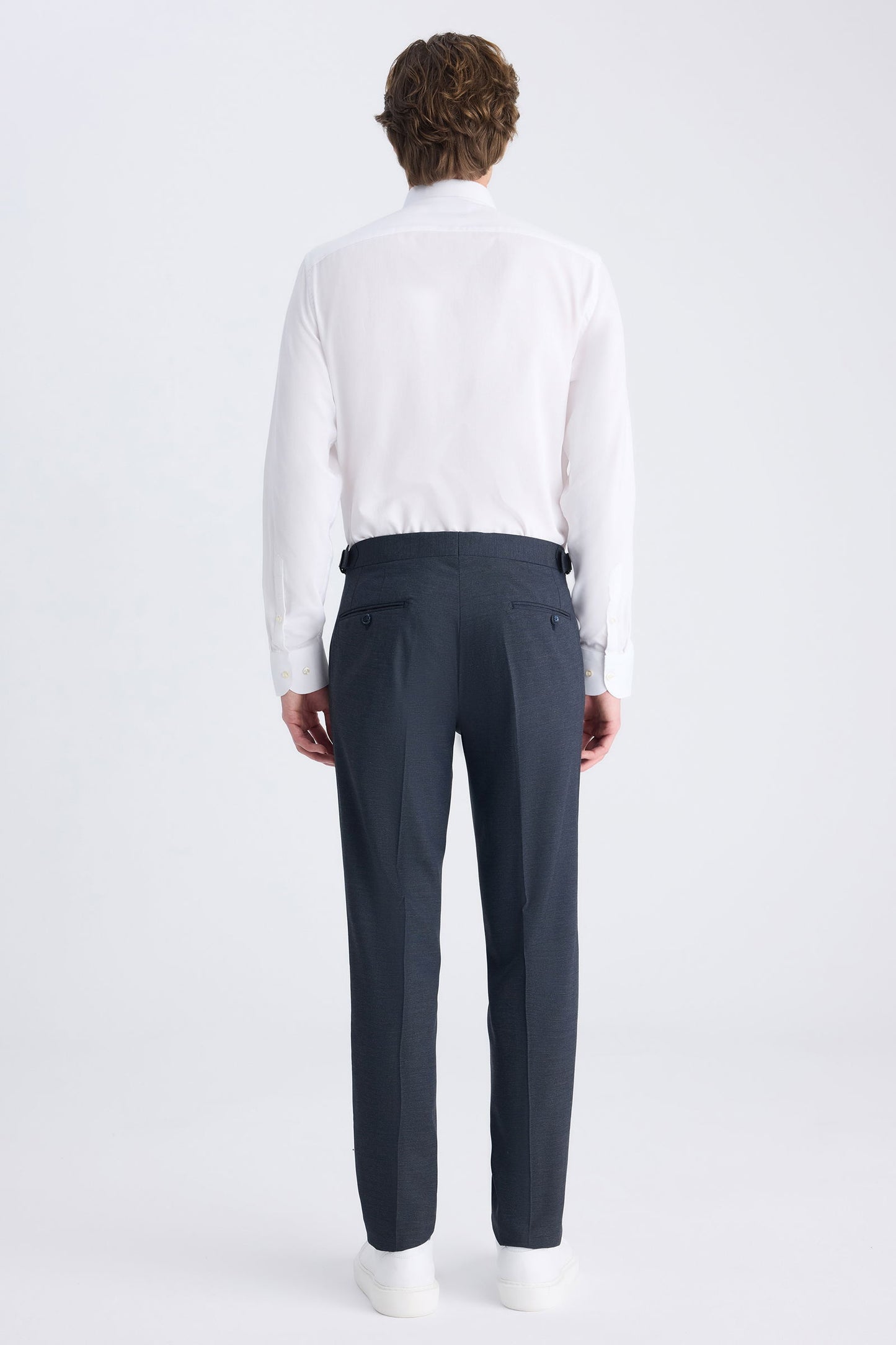 Ds Damat Slim Fit Lacivert Armürlü Kumaş Pantolon