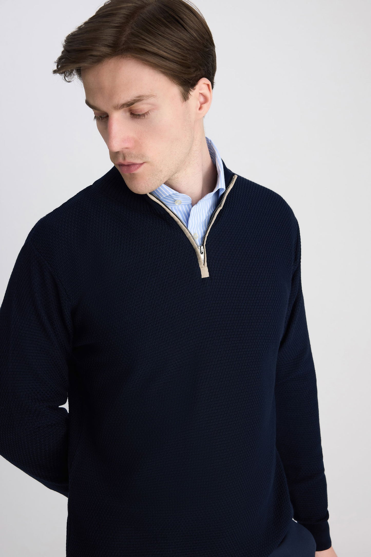 Ds Damat Regular Fit Lacivert Petek Örgü Kazak