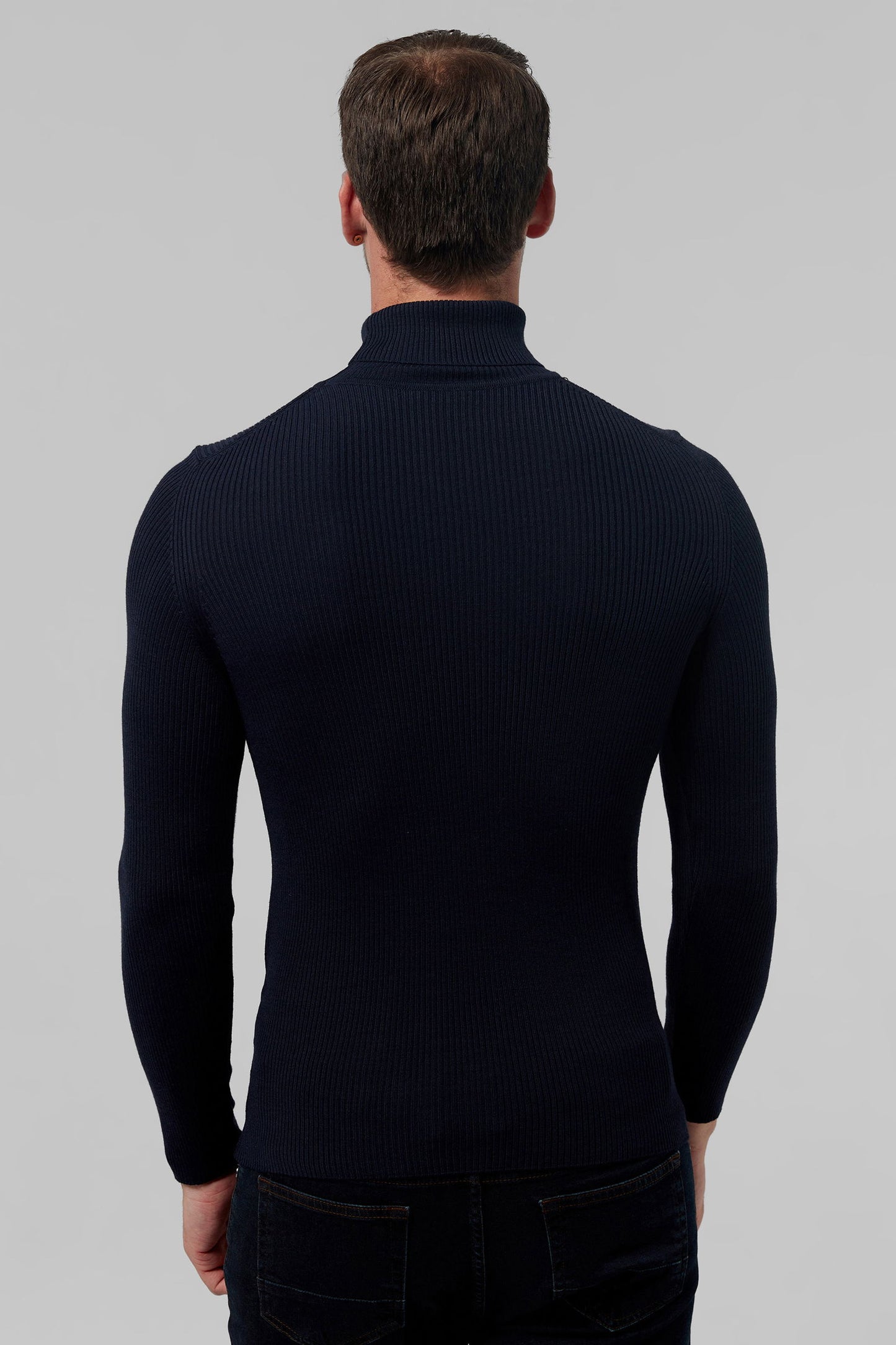 Twn Slim Fit Lacivert Rib Örgü Kazak