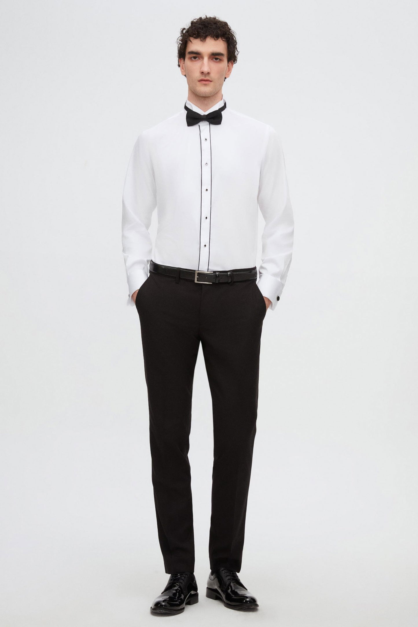 Ds Damat Slim Fit Beyaz Düz Smokin Gömlek