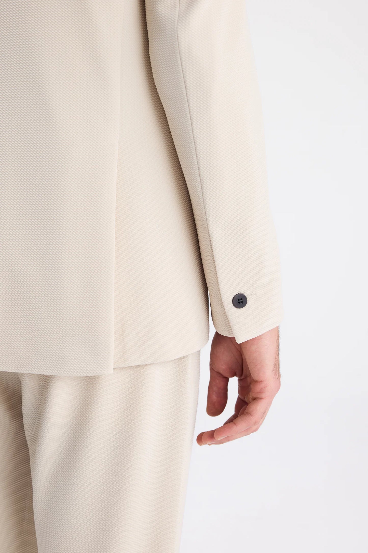 Twn Slim Fit Bej Armürlü Kumaş Ceket