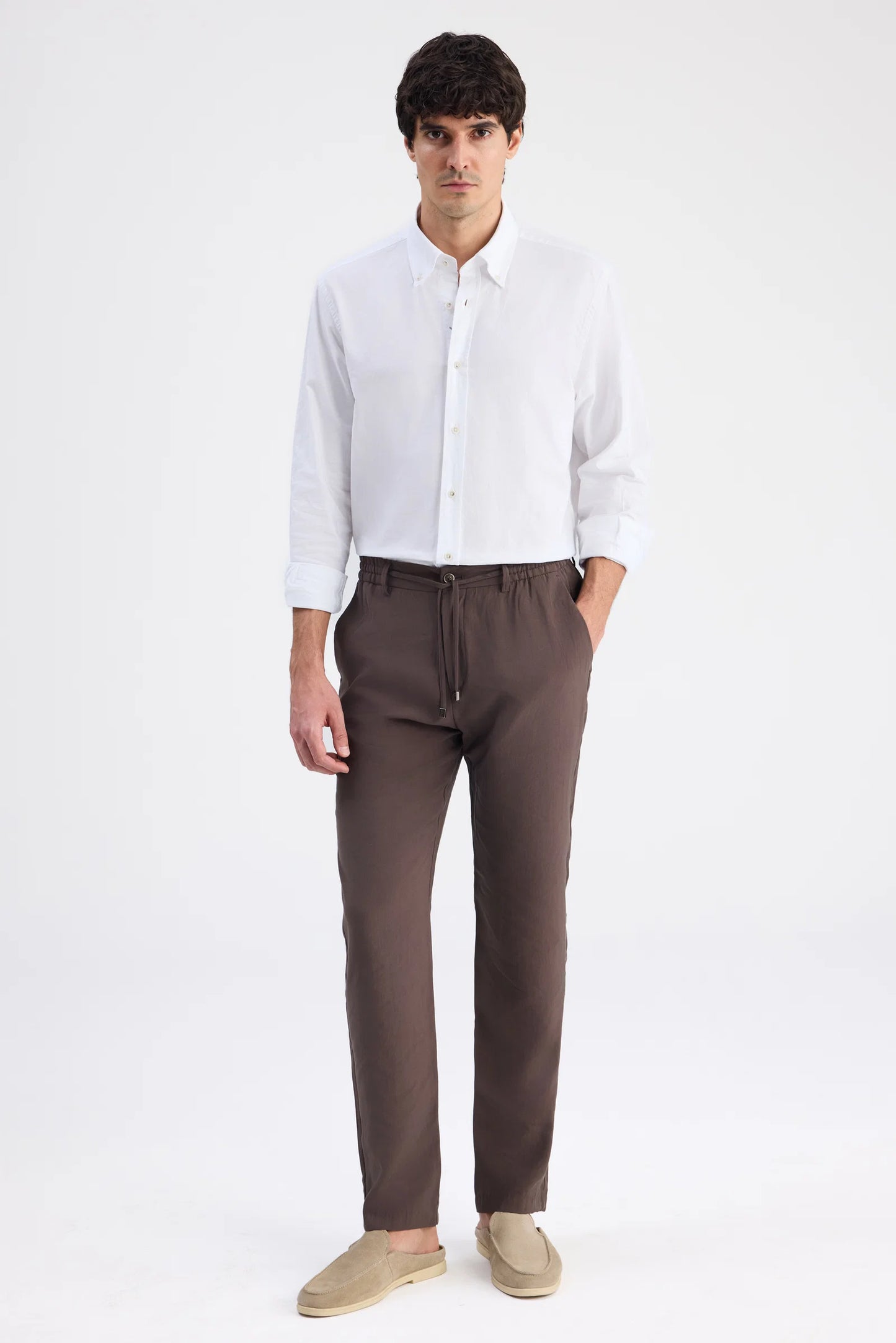 Twn Relaxed Fit (pilesiz) Kahverengi Diyogonal Jogger Pantolon