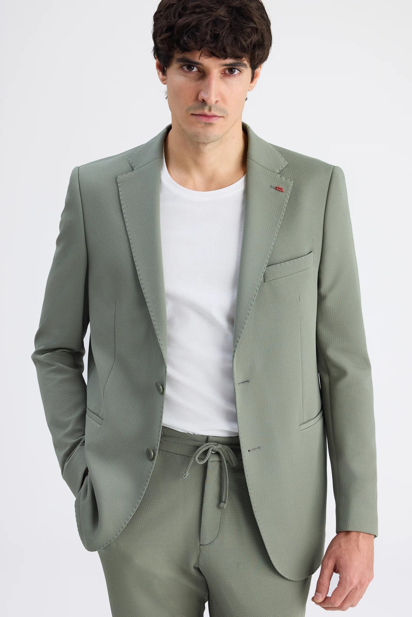 Twn Slim Fit Haki Armürlü Kumaş Ceket