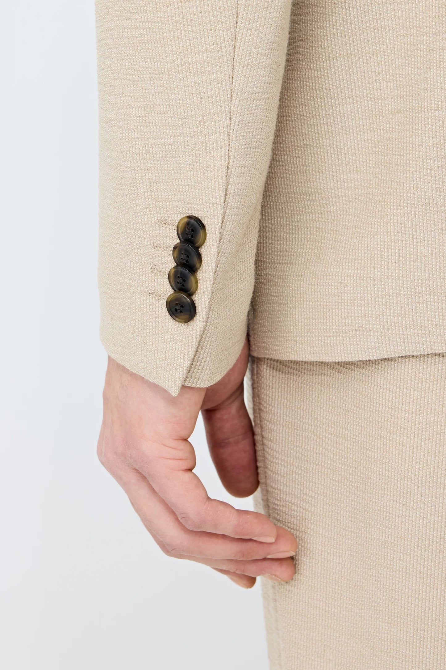 Tween Slim Fit Bej Çizgili Takim Elbise