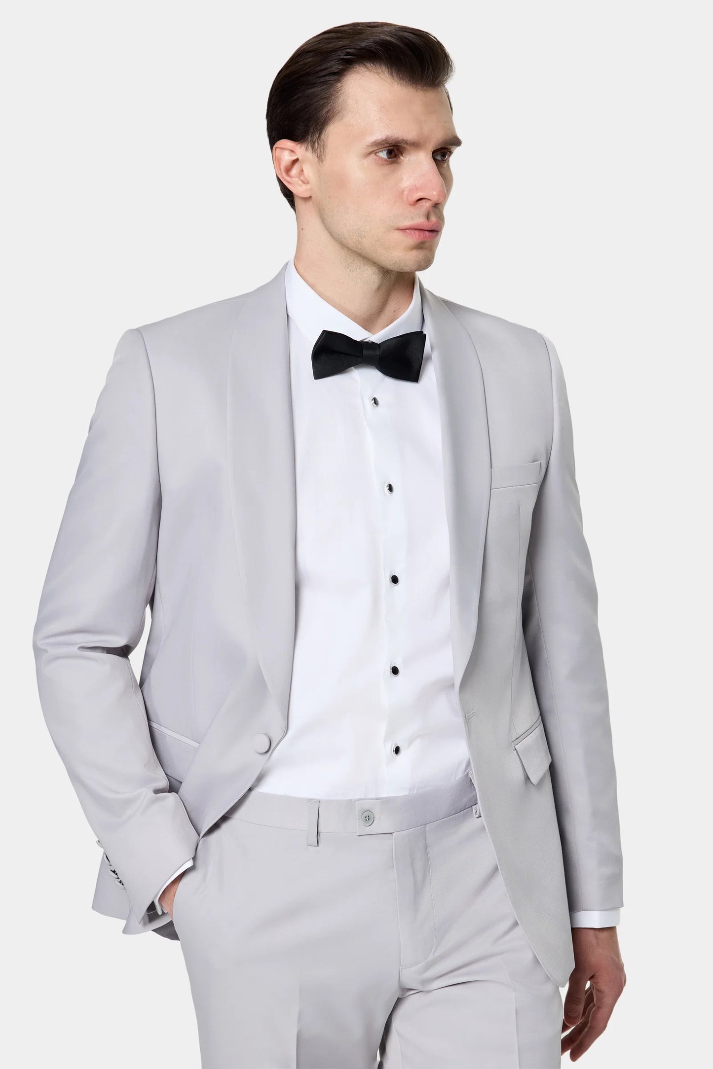 Twn Slim Fit Gri Düz Smokin Takim Elbise