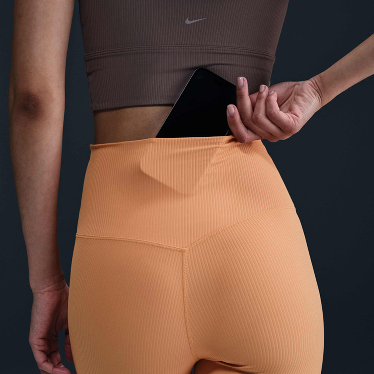 Nike Dri-fıt Zenvy Hr 7/8 Rib Tght Kadın Turuncu Tayt