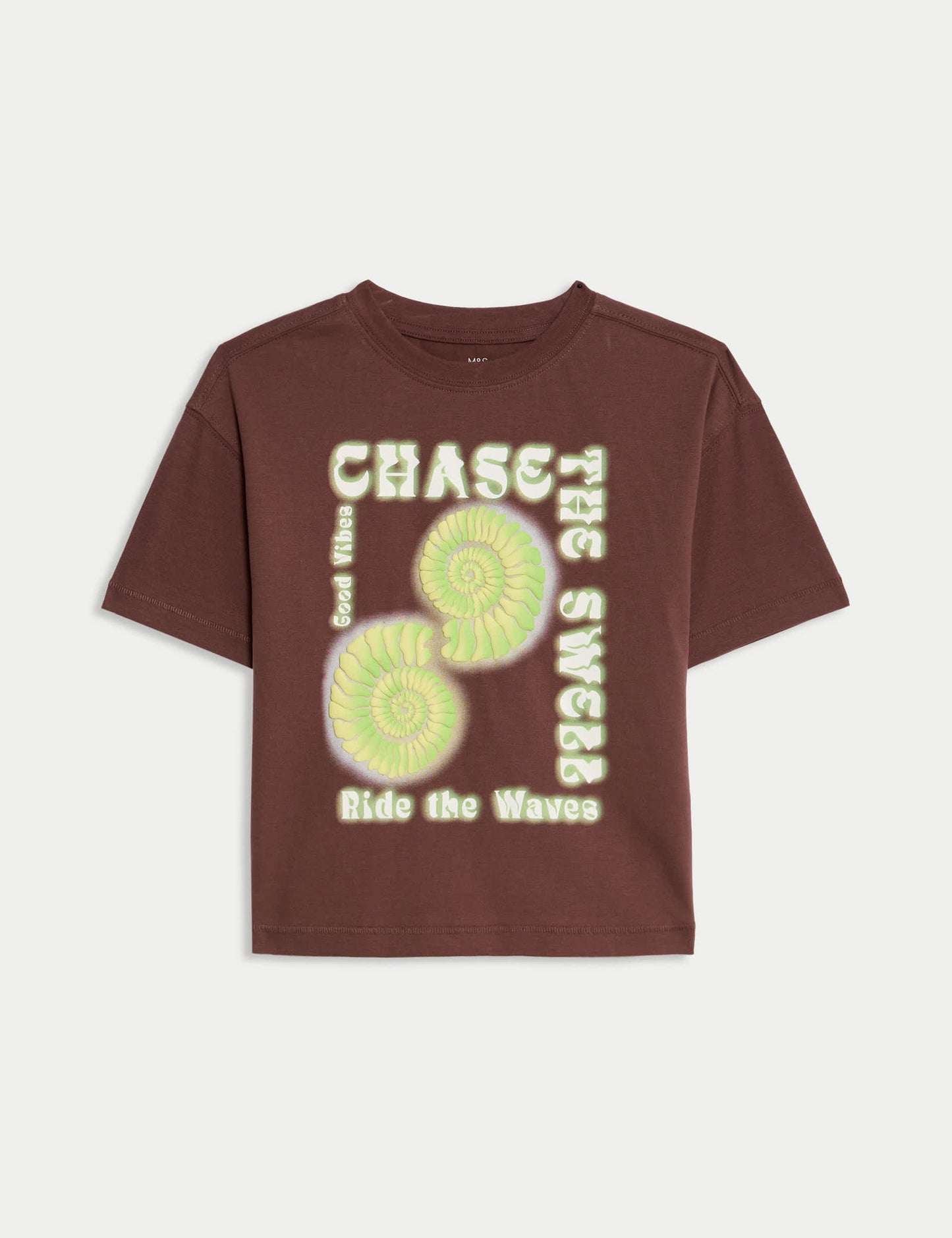 Saf Pamuklu Deniz Kabuğu Baskılı T-shirt (2–8 Yaş)