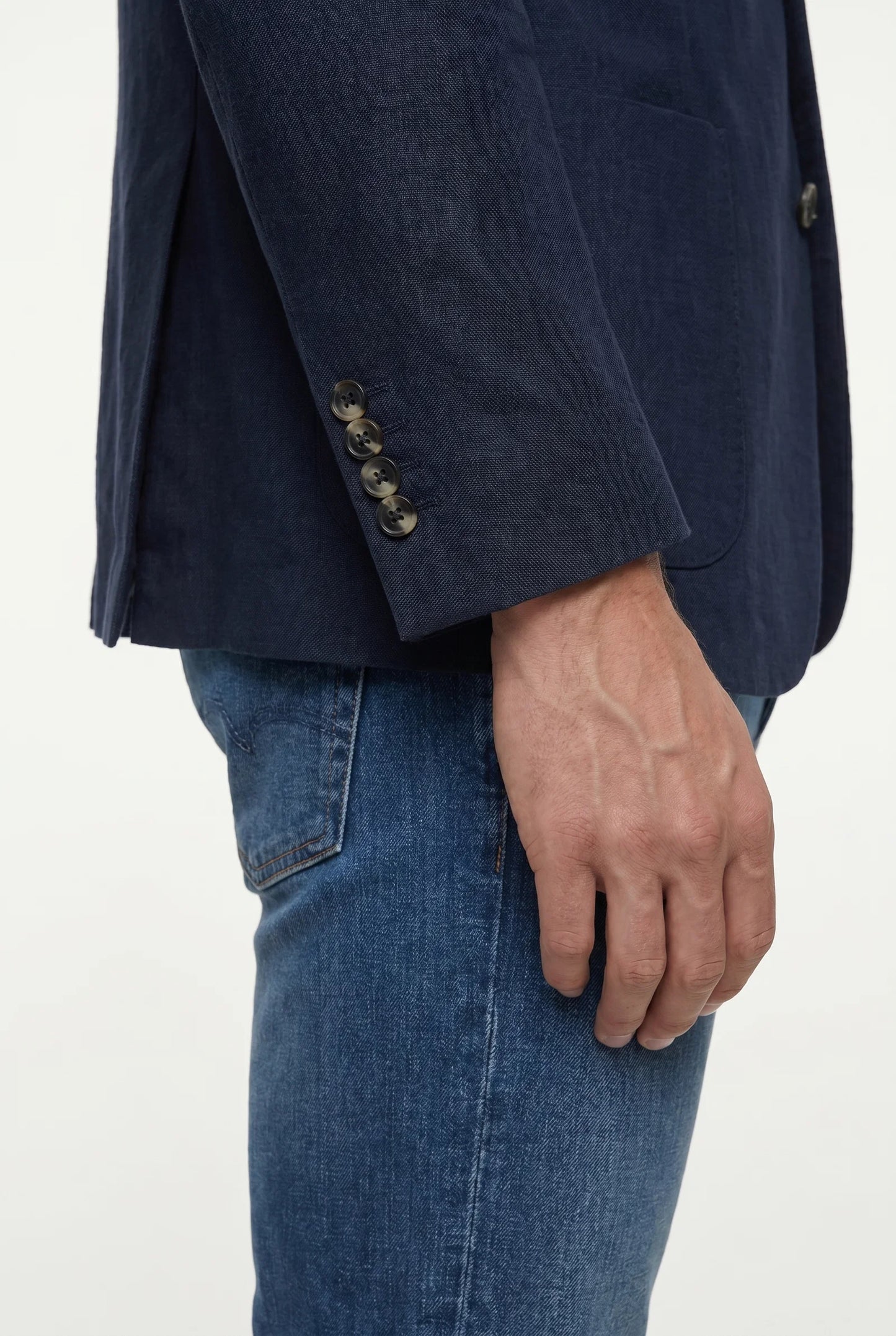 Tween Slim Fit Lacivert %100 Keten Kumaş Ceket