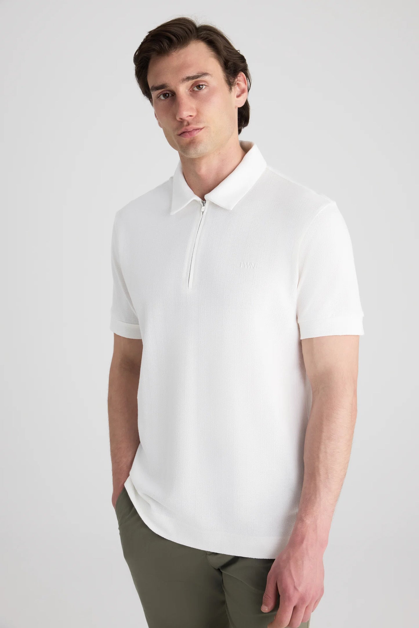 Twn Slim Fit Ekru Düz T-shirt