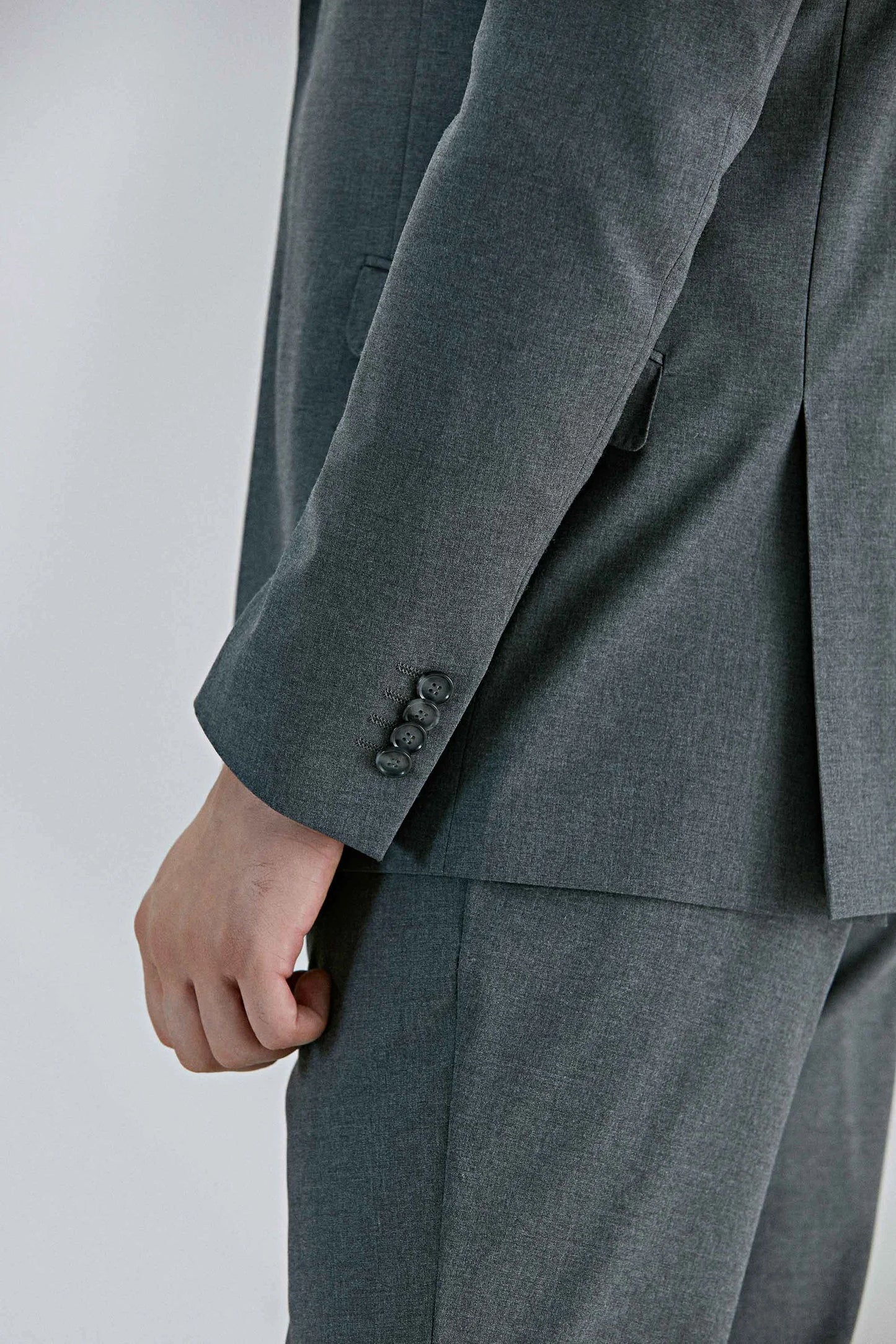 Tween Slim Fit Gri Düz Yün Karişimli Takim Elbise