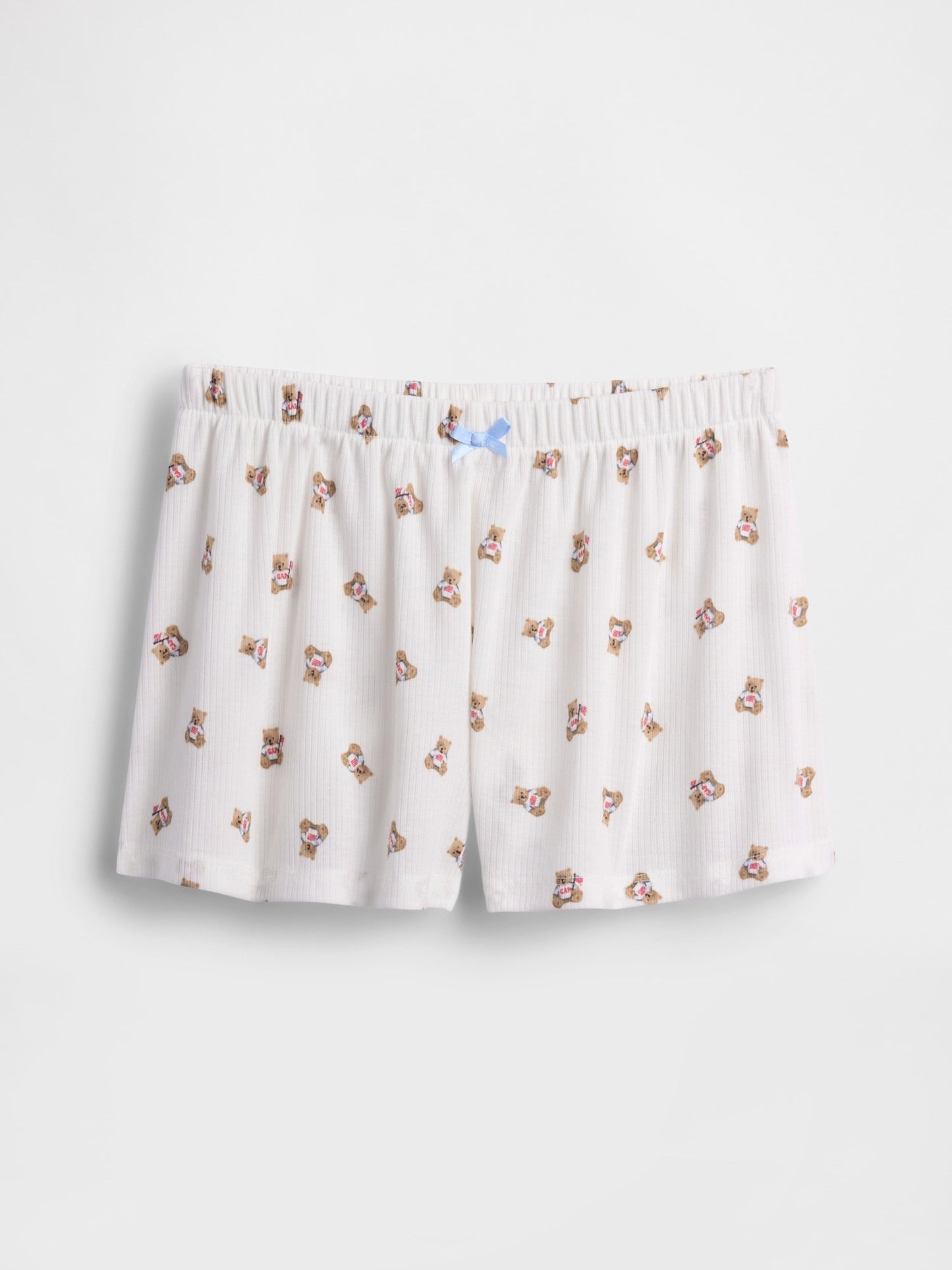 Beyaz Recycled Fitilli Şort Pijama Altı
