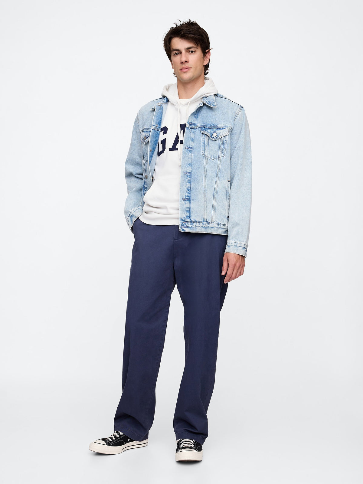 Beyaz Gap Logo Fransız Havlu Kumaş Sweatshirt