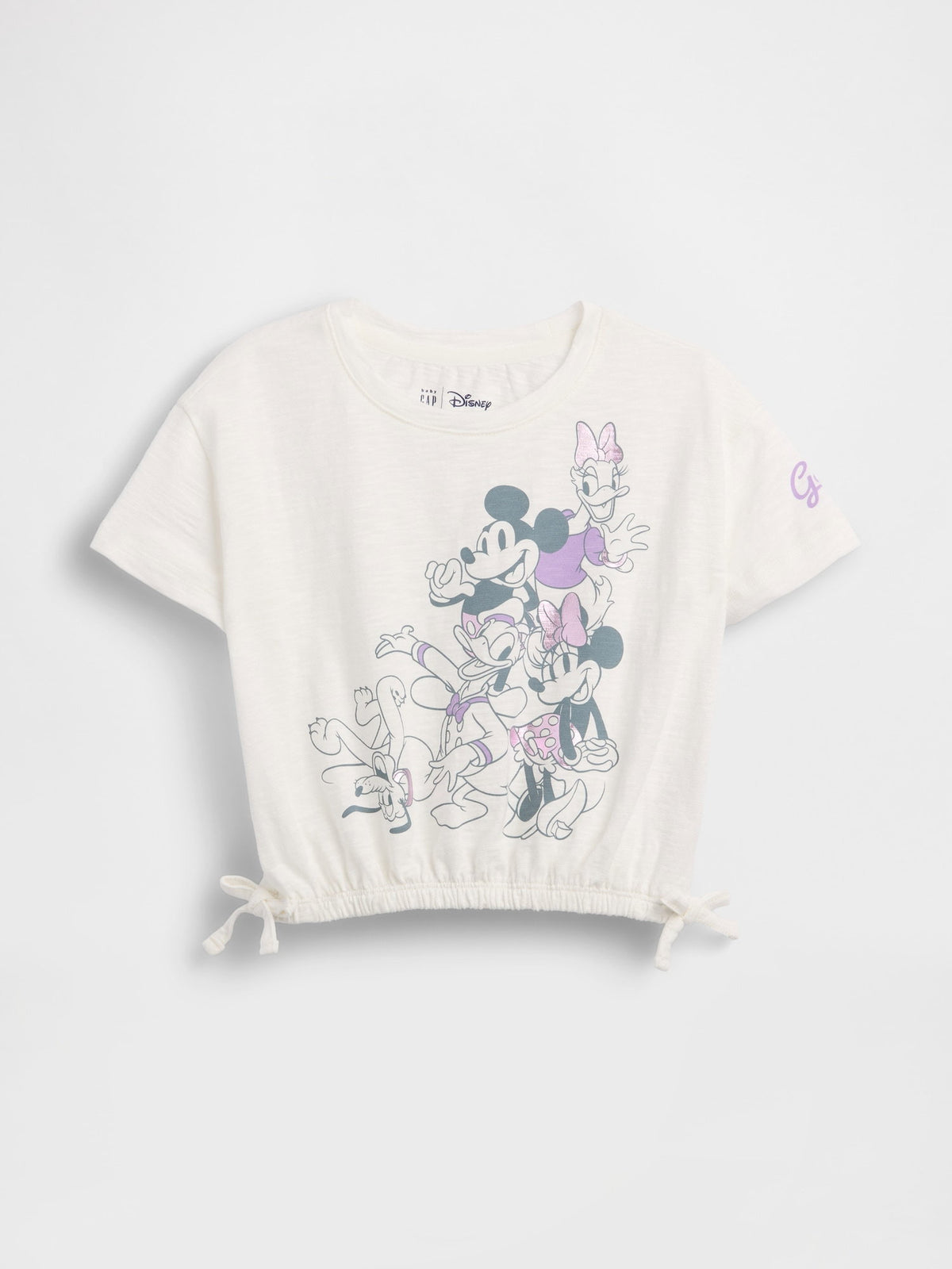 Beyaz Organik Pamuk Bow Grafik Baskılı T-shirt