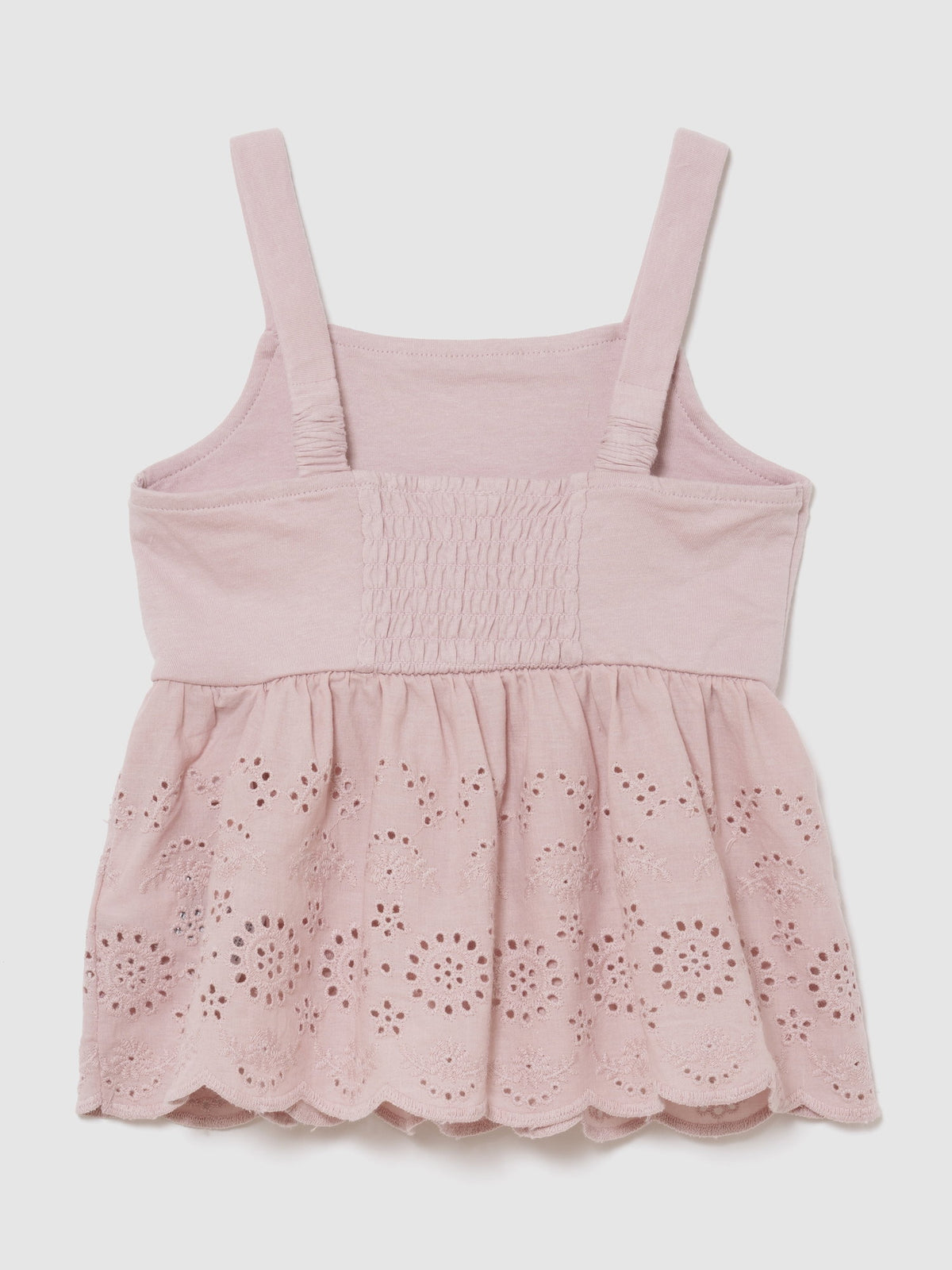 Pembe Eyelet Hem Bluz