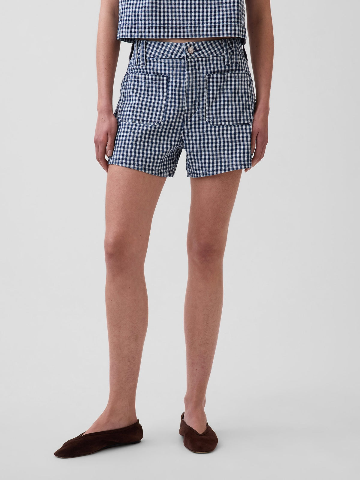 Mavi 3.5 High Rise Gingham Relaxed Straight Denim Şort