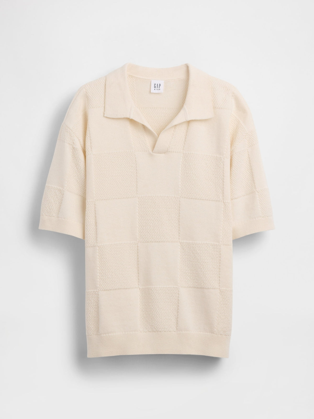 Krem Johnny Yaka Kareli Triko T-shirt