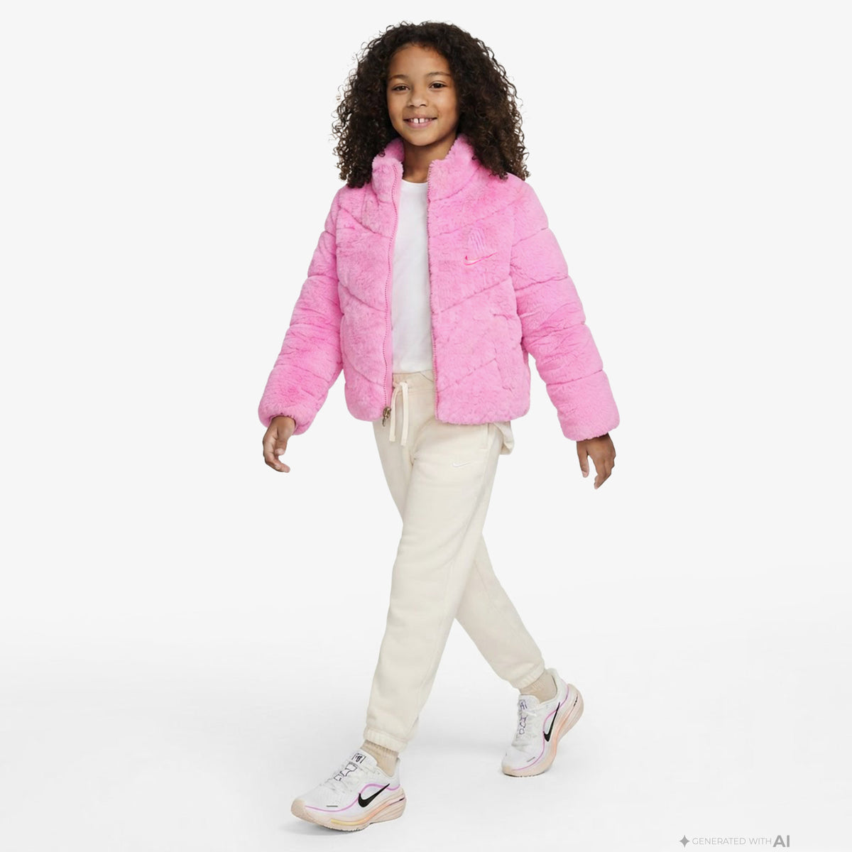 Nike Quilted Faux Çocuk Pembe Ceket