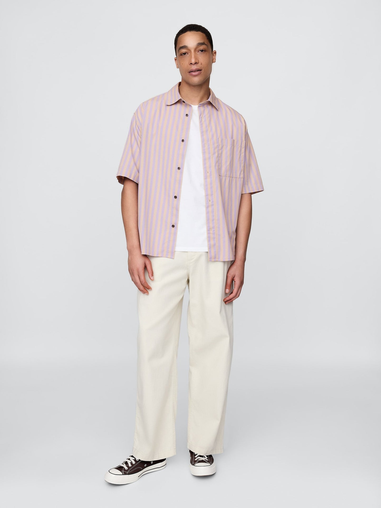Açık Lila Organik Pamuk Oversize Poplin Gömlek
