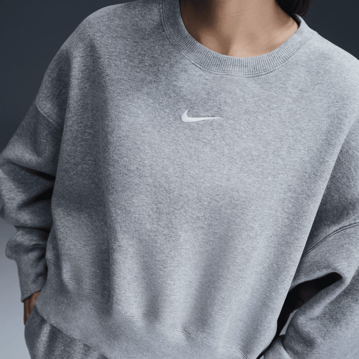 Nike Sportswear Phoenix Fleece Oversized Crew Kadın Gri Eşofman Üstü