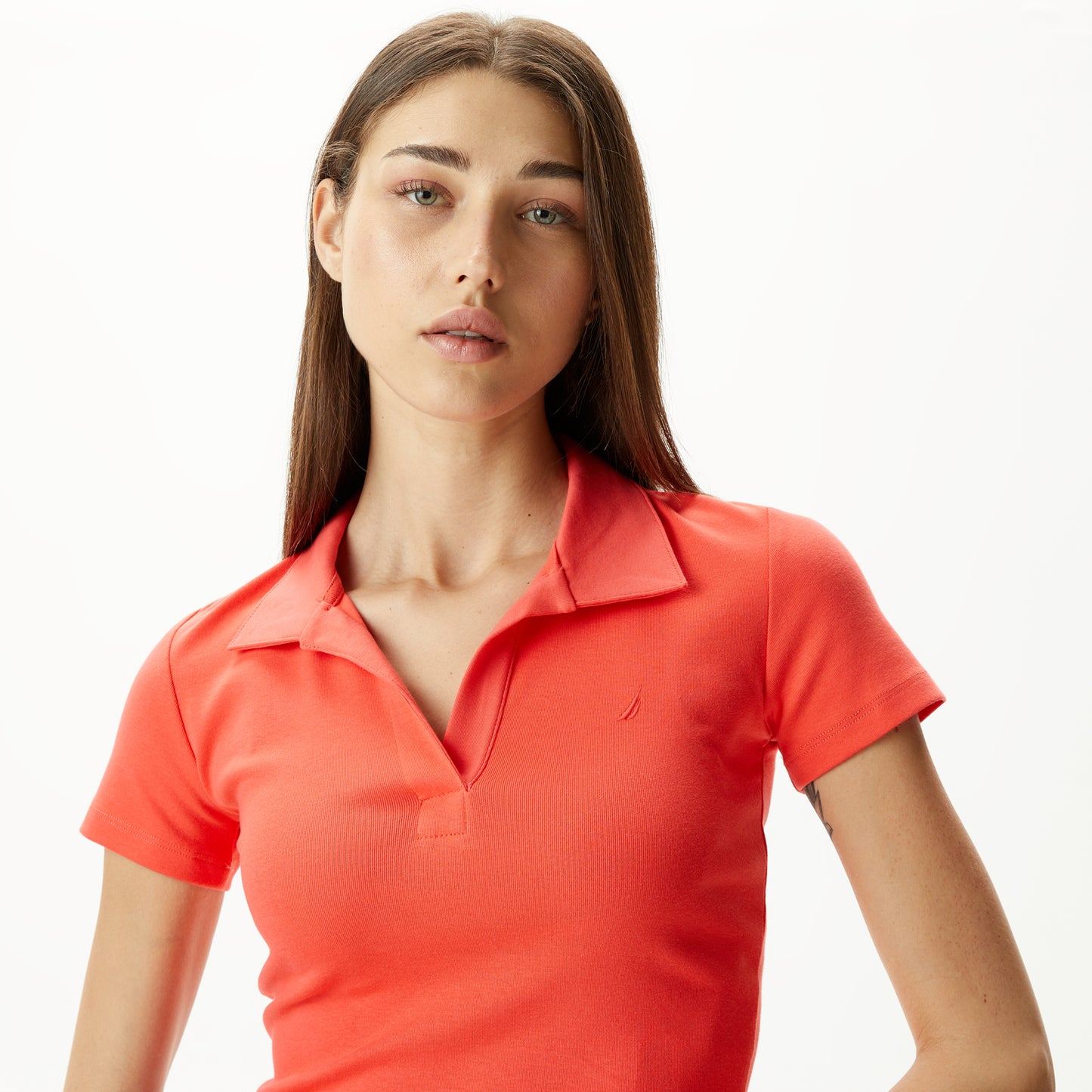 Nautica Kadın Kırmızı Slim Fit Kısa Kollu Polo Yaka T-shirt