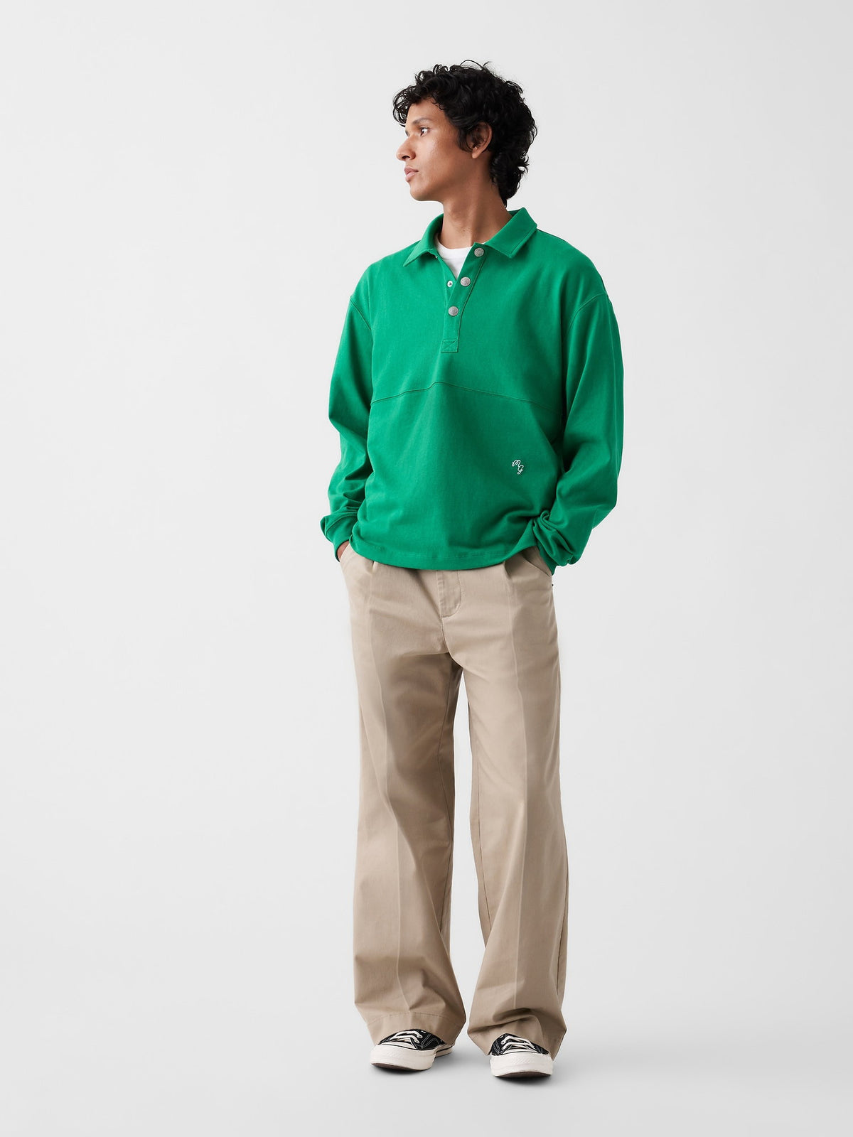 Yeşil Gap × Malbon Oversized Polo T-shirt