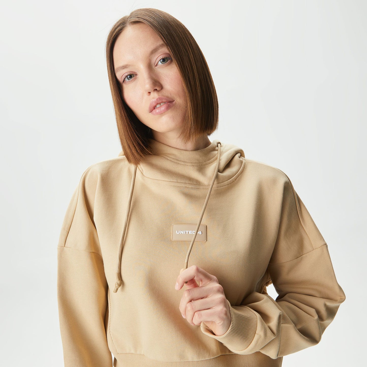 United4 Classic Kadın Krem Hoodie