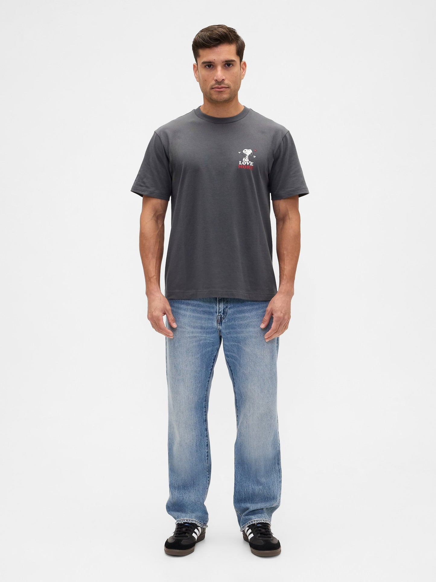 Koyu Gri Peanuts Everyday Soft Relaxed Grafik Baskılı T-shirt