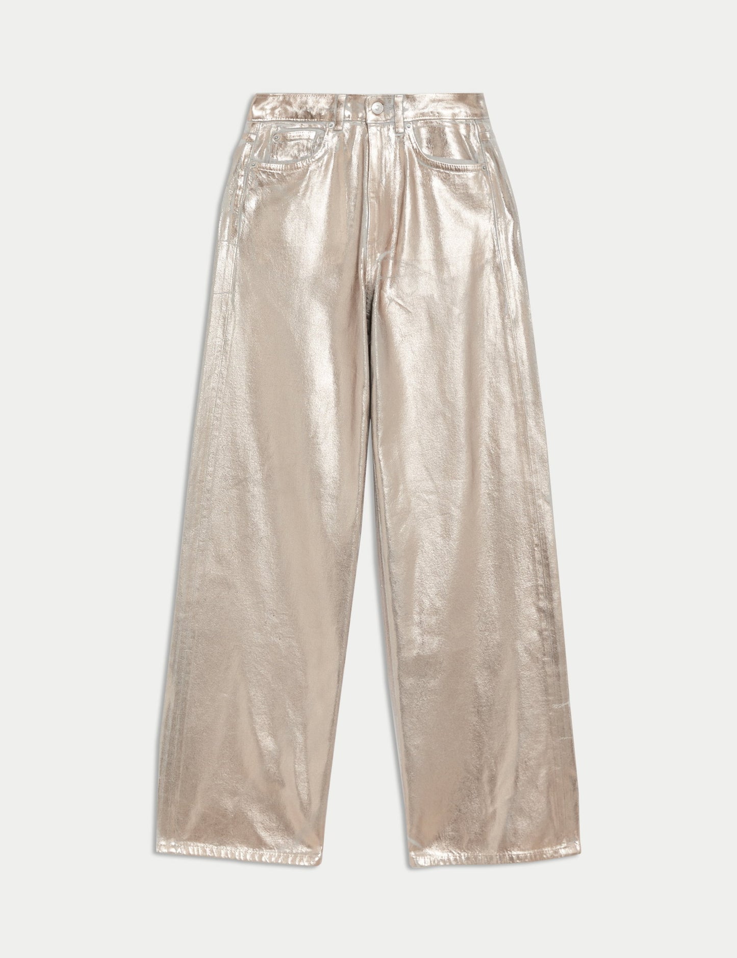 Metalik Wide Leg Jean Pantolon