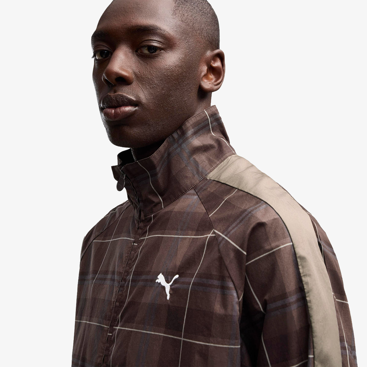 Puma T7 Relaxed Tartan Woven Erkek Kahverengi Ceket