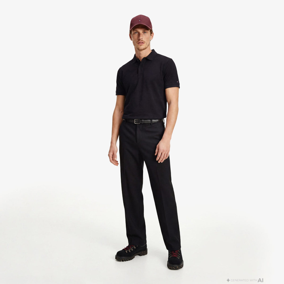 Tommy Hilfiger Elevated Essentials Erkek Siyah Polo Yaka T-shirt