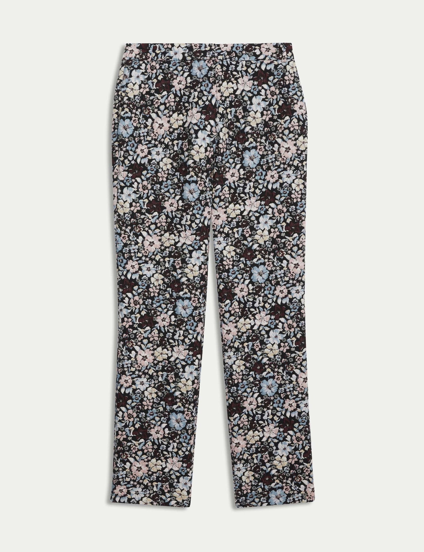 Çiçekli Jakarlı Straight Leg Pantolon