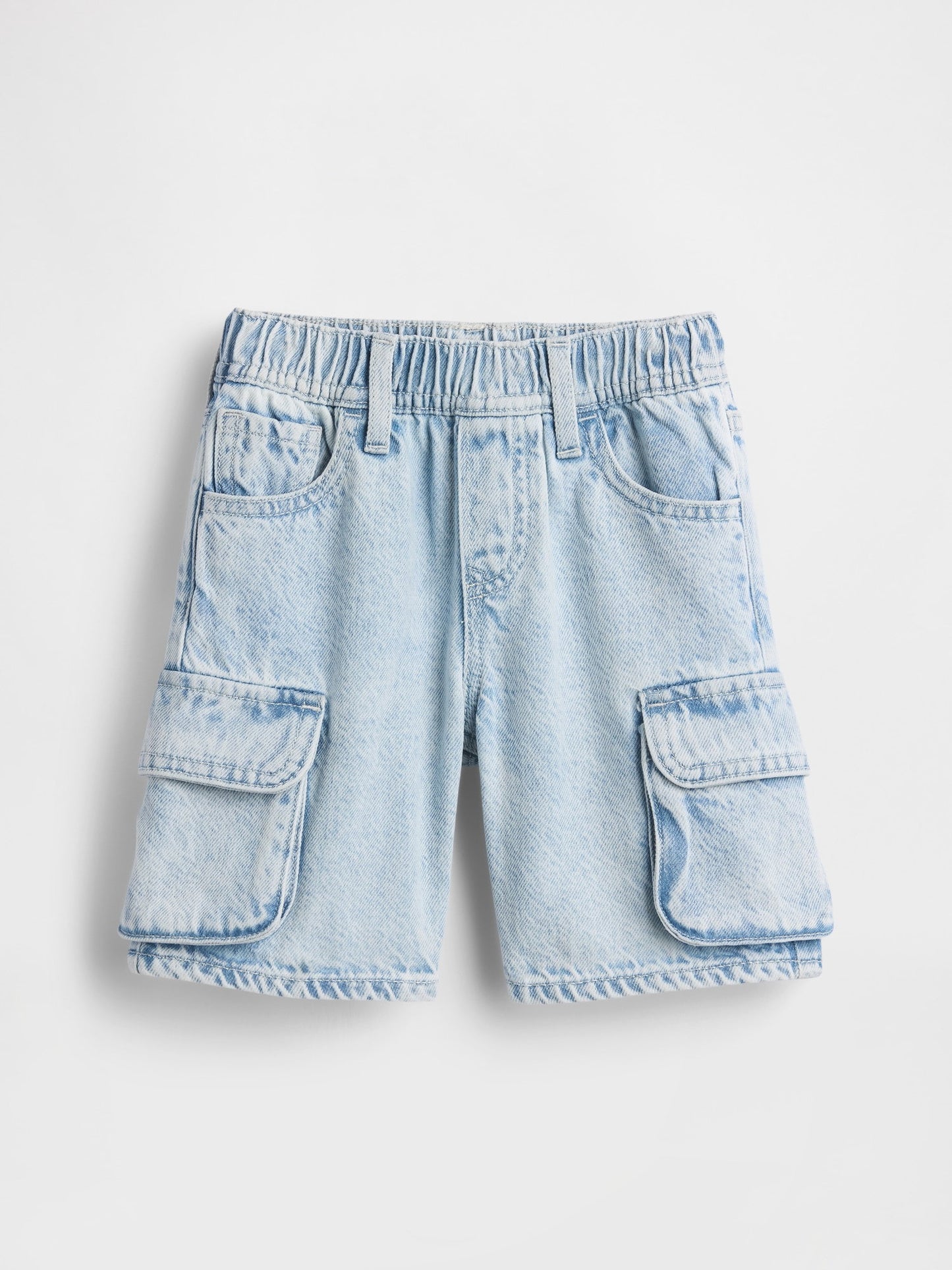 Açık Mavi Ultrasoft Denim Pull-on Kargo Şort