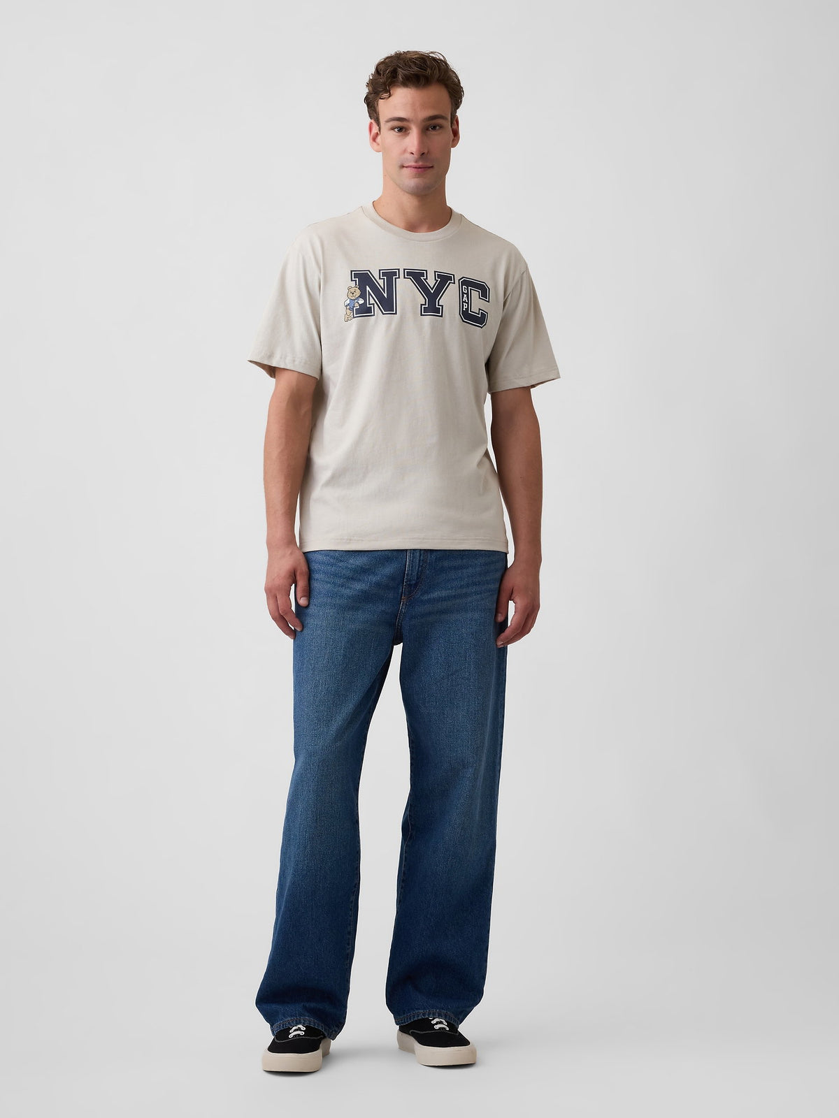 Krem Everyday Soft Relaxed Grafik Baskılı T-shirt
