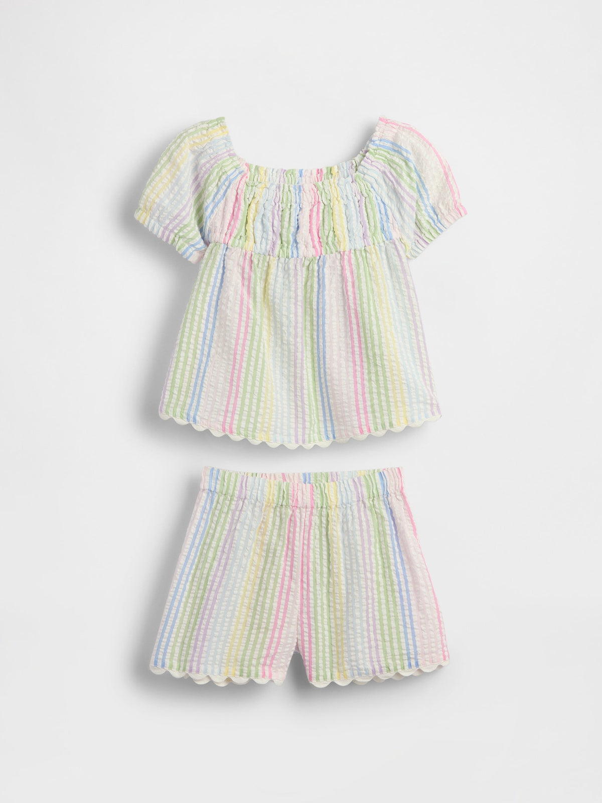 Çok Renkli Seersucker Çizgili Outfit Set